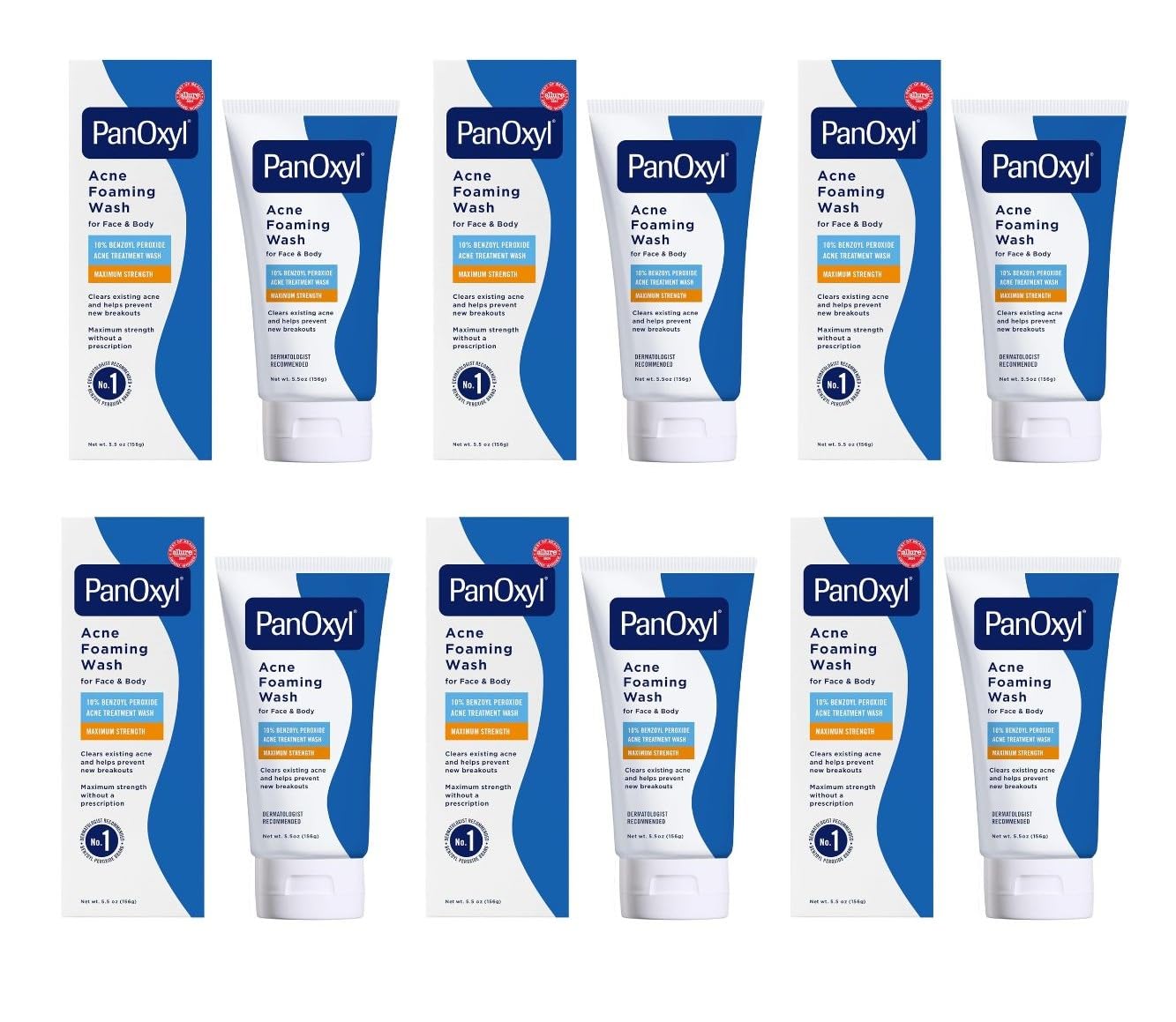 PanOxyl Foaming Acne Wash Maximum Strength 5.5 oz (Pack of 6)