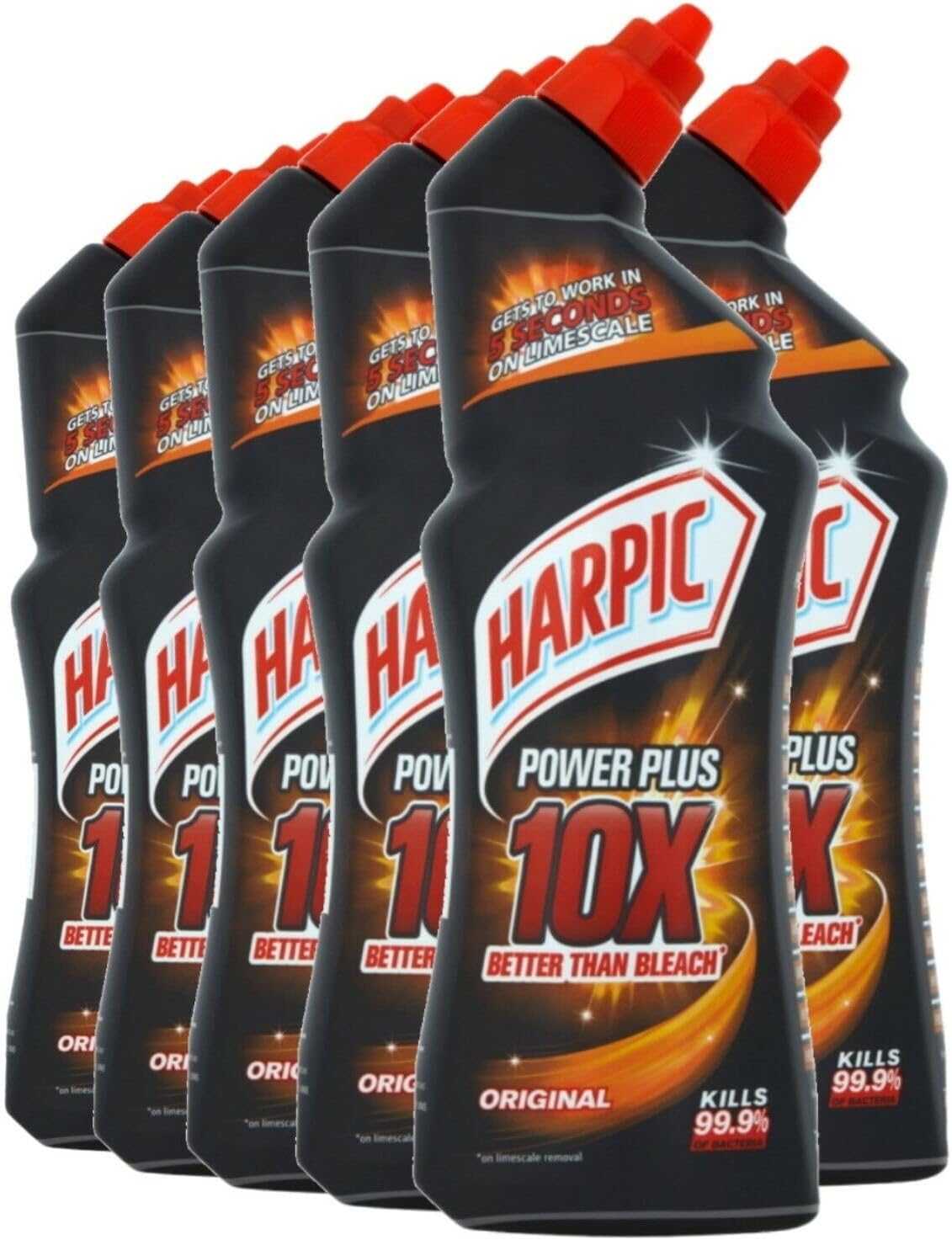 Harpic Powerplus Toilet Cleaning Gel, Original Scent, Pack 6 x 750 ml, Removes Limescale, Kills 99.9% of Bacteria, Powerful Deep Clean Toilet Cleaner, toilet freshener