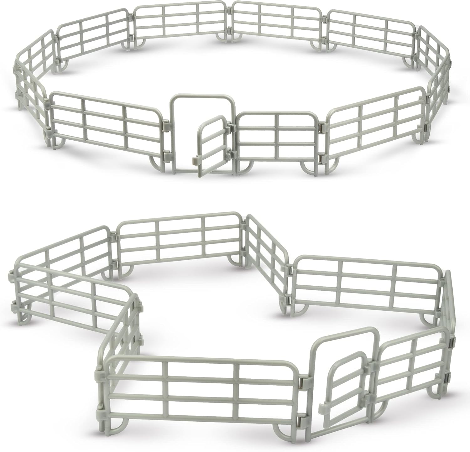 TOYMANY 20PCS Corral Fencing Panel Accessories Playset Includes 2 Gates Fences, Plastic Fence Toys for Barn Paddock Horse Stable or Farm Animals Horses Figurines, Educational Gift for Kids Toddler