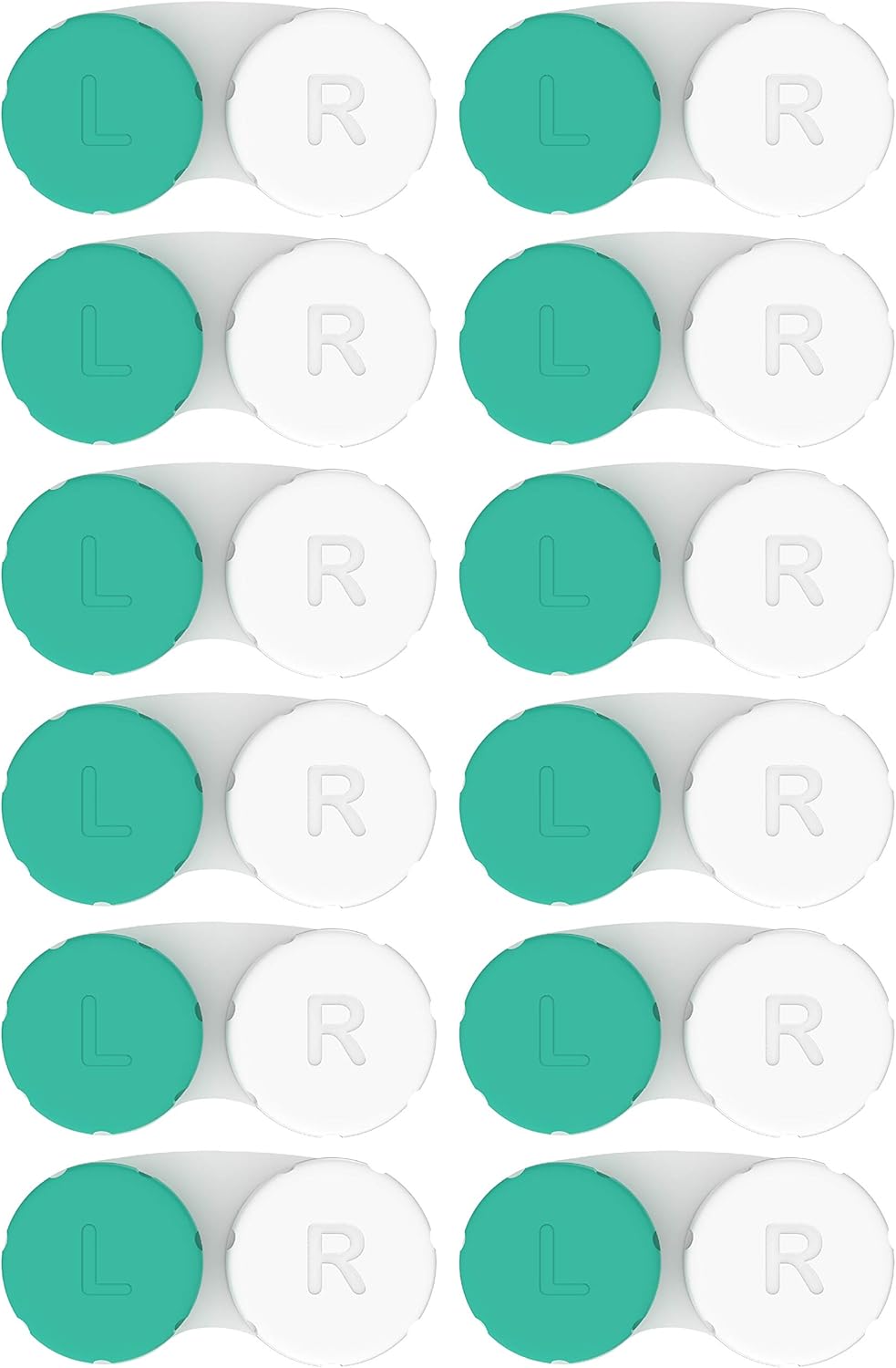 Contact Lens Cases 12 Pack. One Year Bulk Supply. Protect Your Eyes by Changing Your Lens Case Monthly (Green)