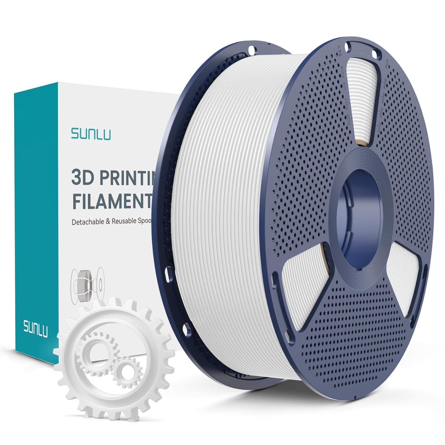 SUNLU PLA+ Filament Refill 1.75mm, Enhanced Durability and High Strength, PLA Plus 3D Printer Filament for 3D FDM Printers, 1kg Spool, pla+ White