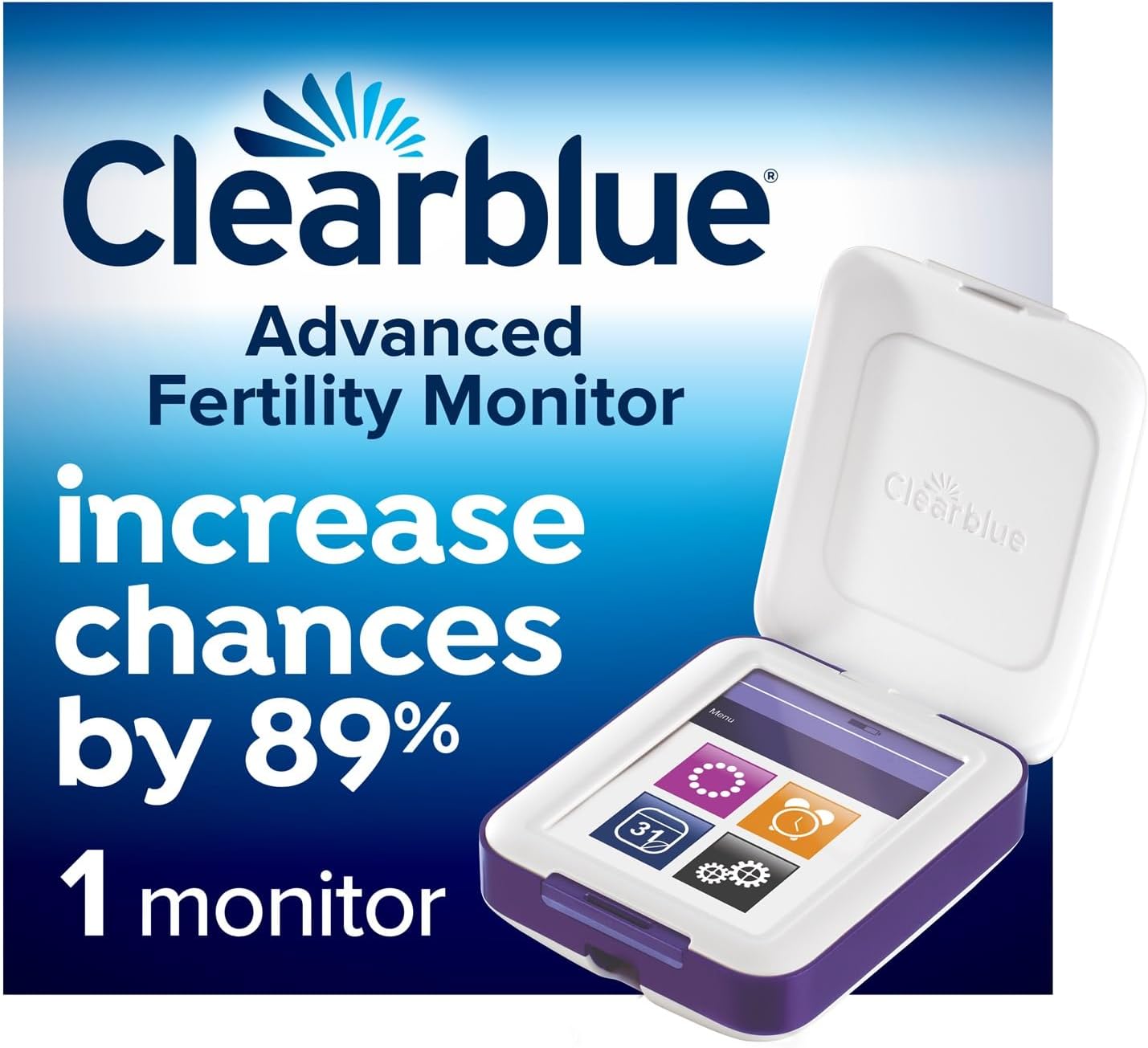 Clearblue Fertility Monitor Advanced, Test For Ovulation & Pregnancy, Increases Chances Of Getting Pregnant Naturally By 89%, 1 Touch Screen Monitor (Test Sticks Sold Separately), Packaging May Vary