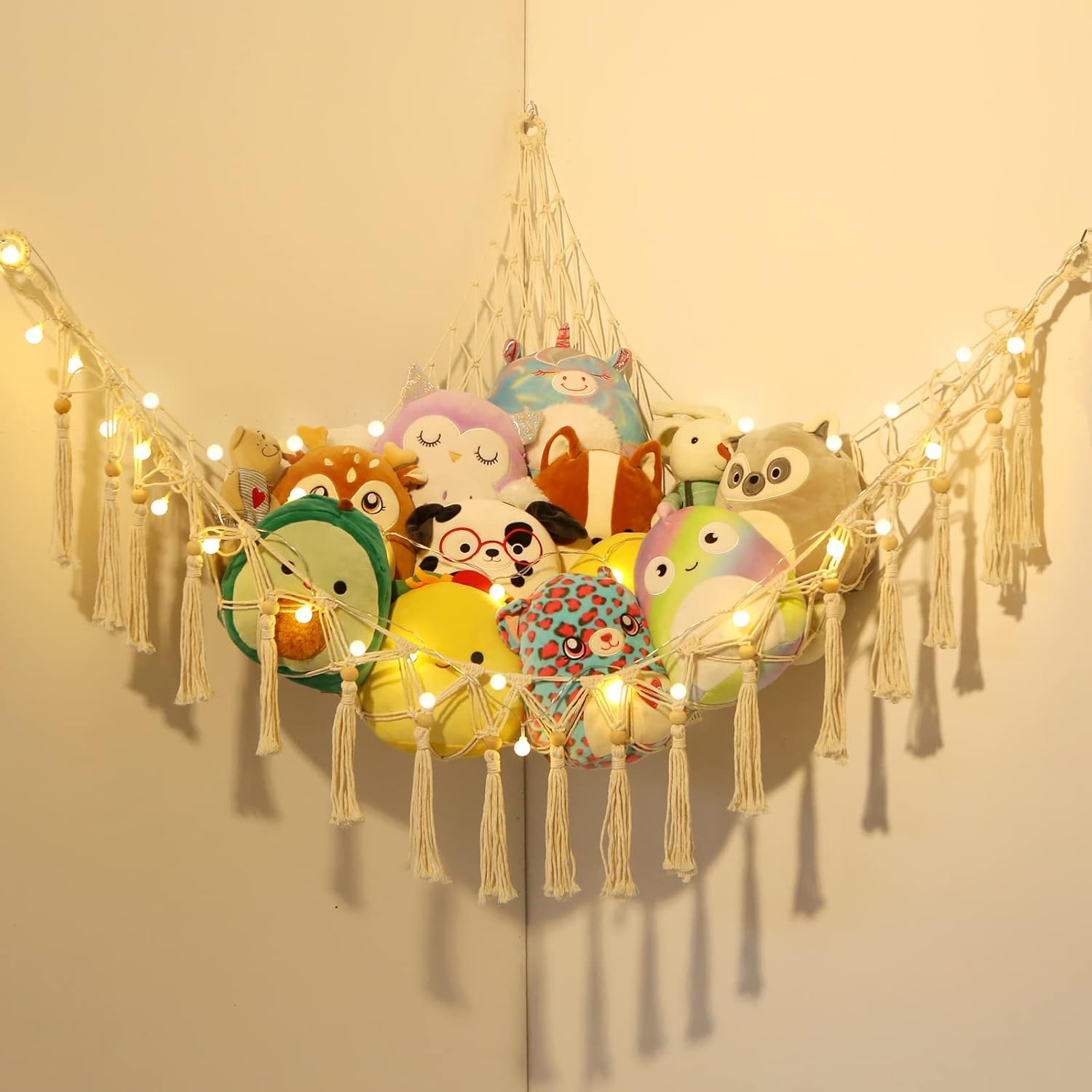 Toy Hammock For Stuffed Animals Macrame Teddy Bear Hammock Boho Soft Plush Toy Storage Net For Teddies Corner Holder For Kids Room
