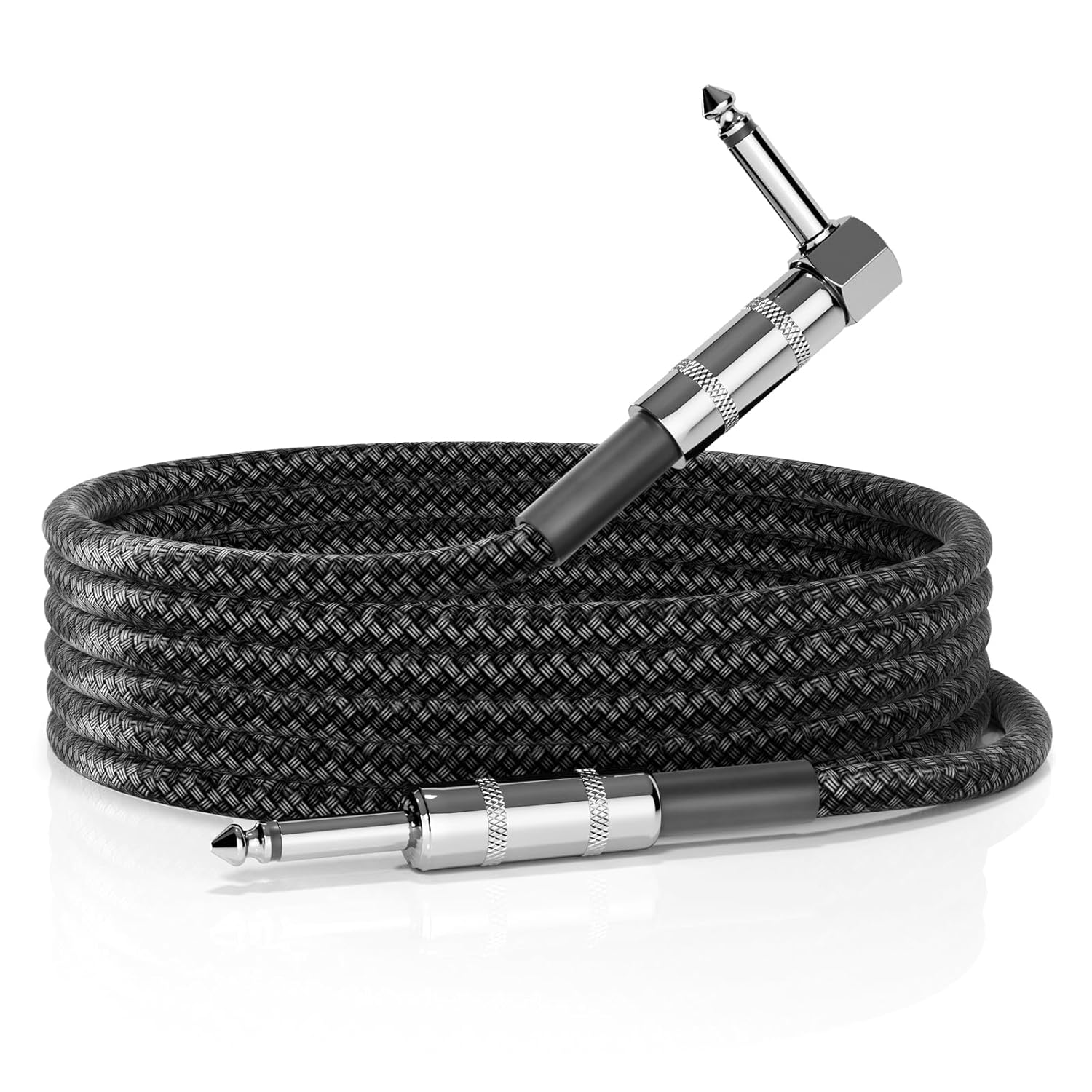 REGIS 1/4 Inch TS Guitar 10 ft 1-Pack, Instrument Guitar AMP Cord Straight to Right Angle 6.35mm Male to Male Stereo Audio for Electric Guitar, Bass, Amplifier, etc