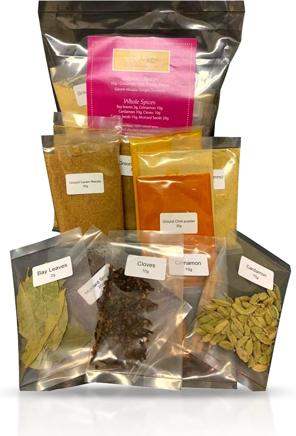 The Three Sisters Organic Indian Spices (13 Pc. Set) Natural, Authentic, and Traditional Flavors for Cookbook Recipes | Turmeric, Cumin, Cardamom, Garam Masala, Coriander