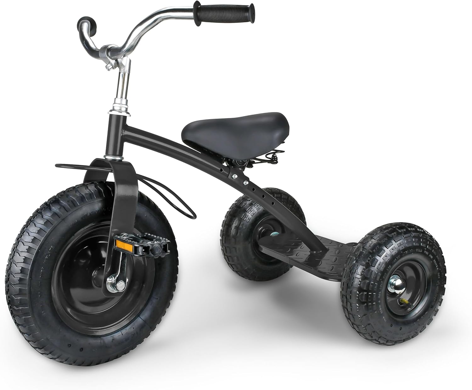 Gener8 Deluxe Tricycle for Kids Durable Steel Frame Inflatable Rubber Tires Adjustable Seat Perfect for Toddlers Ages 3-7 Black Promotes Balance Coordination & Independence