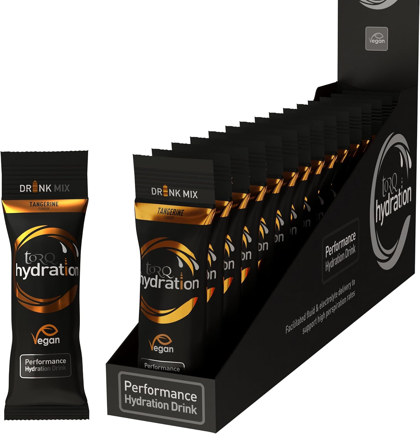 Torq Hydration - Tangerine - Rapid Rehydration Electrolytes Powder Hypotonic Profile Running, Cycling, Sports Hydration Drink - Single Serve - Box of 15