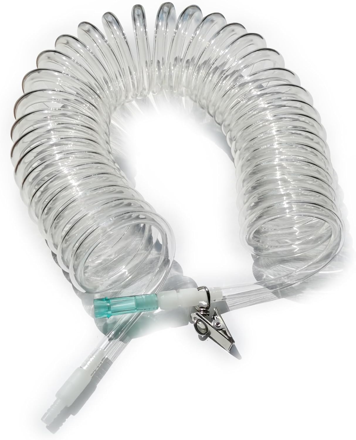 19.7ft (Available Length is 12ft) Retractable Oxygen Tubing for Oxygen, with 360°Swivel Connector and Clip