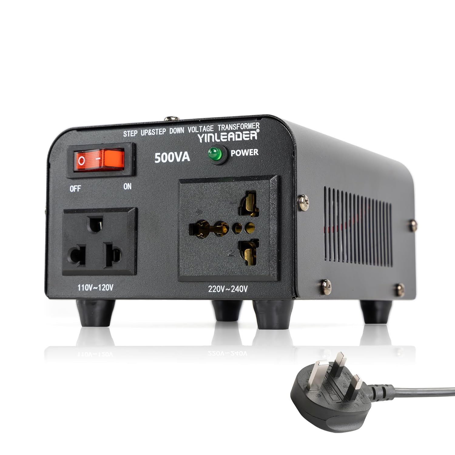 Yinleader 500W Voltage Transformer, 220/240 Volts to 110/120V Step Up Step Down Voltage 500VA