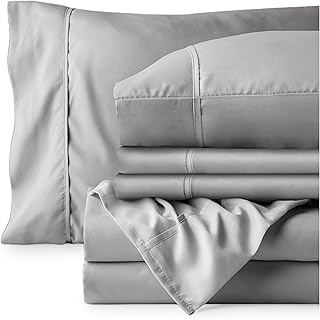 Bare Home Hotel Luxury Queen Sheet Set, Extra Soft - 6 Piece Set - Deep Pockets - Easy Fit - Cooling & Breathable - Wrinkle, Fade, Stain Resistant - Set Includes 4 Pillowcases (Queen, Light Grey)