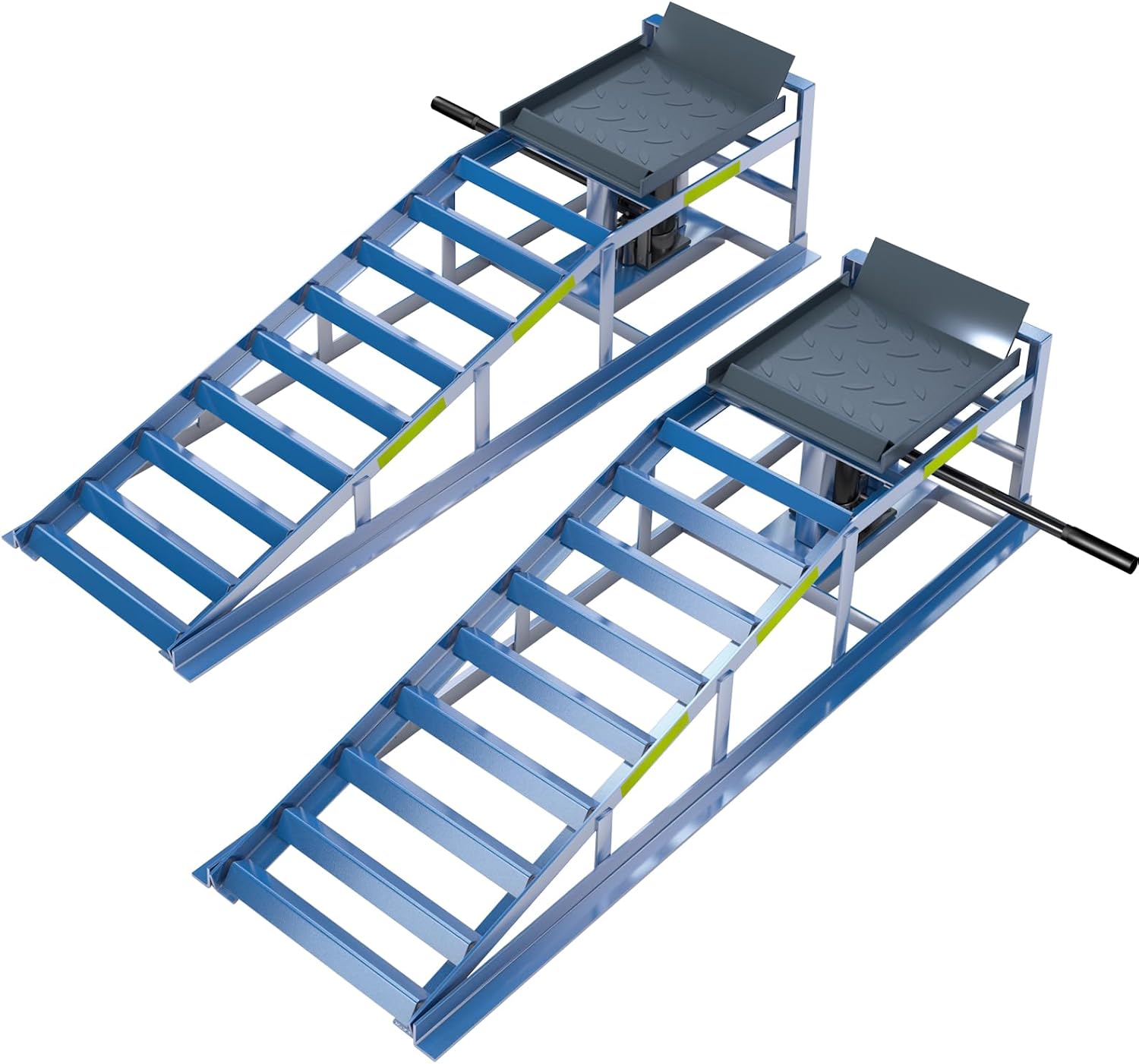 2 Pack Car Ramps,5T 11000lbs Steel Automotive Hydraulic Car Ramps,Garage Car Lift Hydraulic Ramps with Night Warning Reflective Stickers,Home Garage Auto Oil Changes Lift Height 9.8"-15"