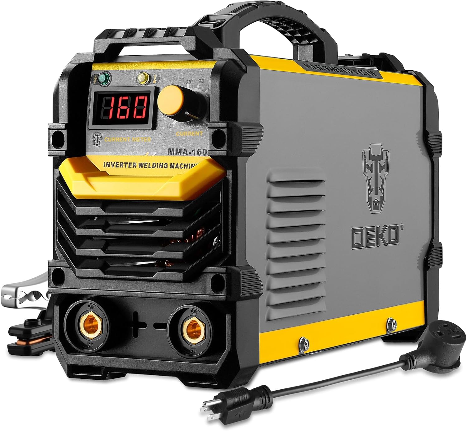 DEKOPRO 110/220V MMA Welder,160A ARC Welder Machine IGBT Digital Display LCD Hot Start Welder with Electrode Holder,Work Clamp, Input Power Adapter Cable and Brush