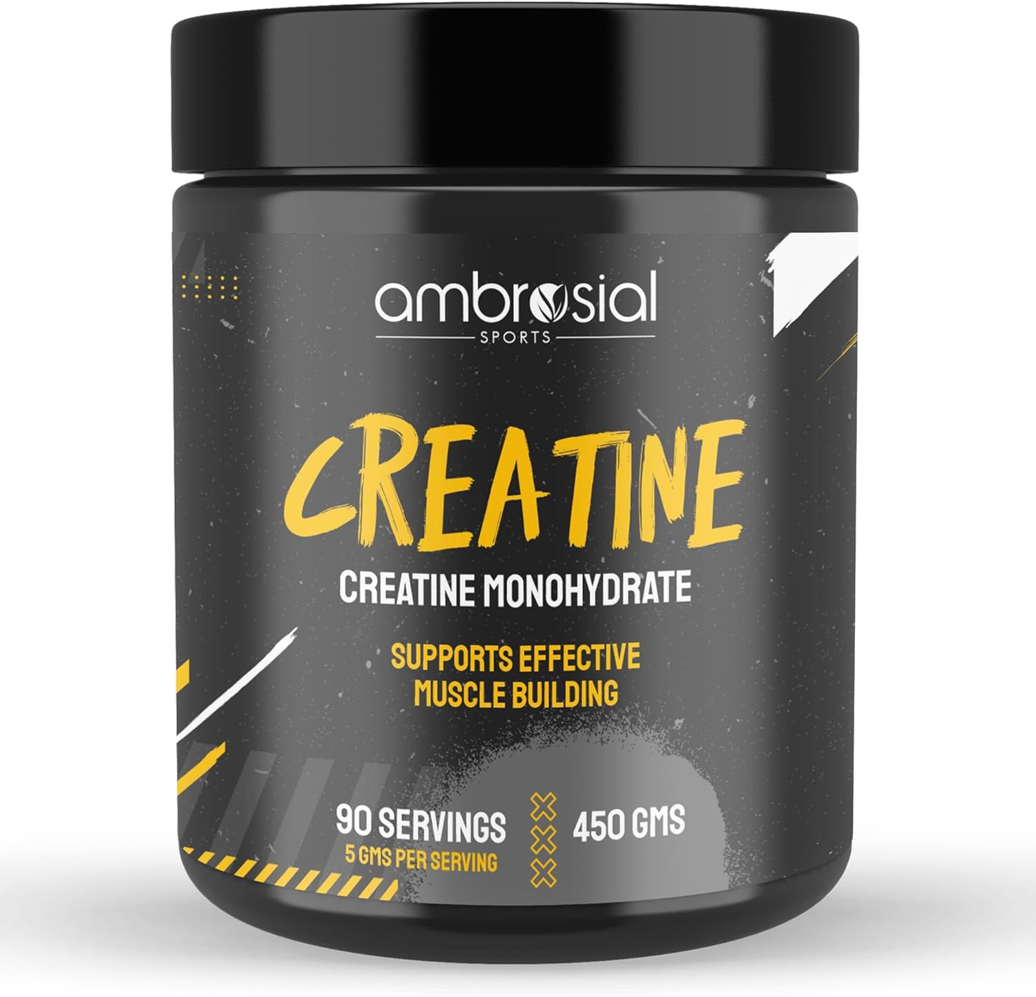 Ambrosial Creatine Monohydrate Powder 5000 mg per Serving x 90 Servings, 450 g - Unflavoured, Vegan Creatine Supplement for Men & Women, GMP-Certified, Non-GMO & Gluten Free