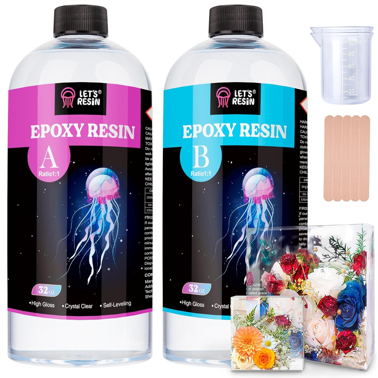 LET'S RESIN 1/2 Gallon Casting Epoxy Resin,Bubble Free & Crystal Clear Epoxy Kit,2 Part Resin and Hardener for Jewelry Making,Crafts,Art