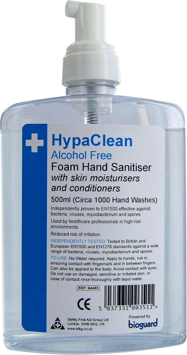 Safety First Aid Group HypaClean Alcohol Free Foam Hand Sanitiser (500 ml)