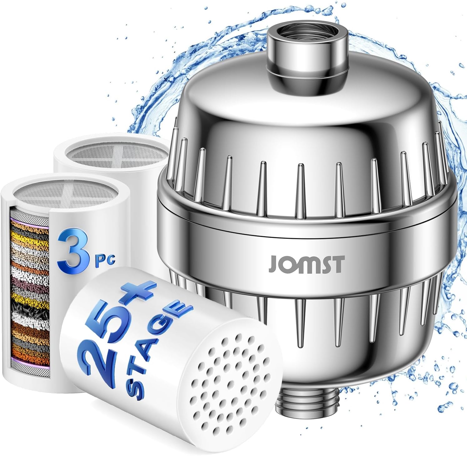 SHOWER FILTER PACKAGE - ANTI CHLORINE SPECIALTY ! - 25+ Stage - 3 Cores - Boosting Output - Remove 99.99% Impurities AND 97.45% Chlorine - Improving Skin, Hair and Nails's Condition