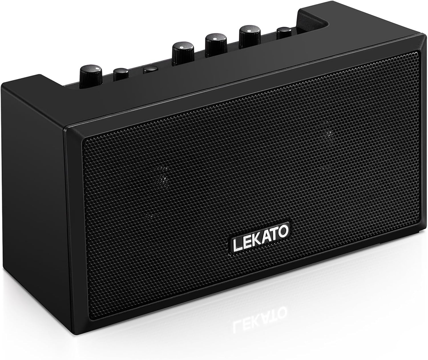 LEKATO Mini Guitar Amplifier with Clean Overdrive Effects 5W Rchargeable Electric Guitar Amp Small Bass Amplifier Bluetooth Bass Amplifier for Daily Practice, Black