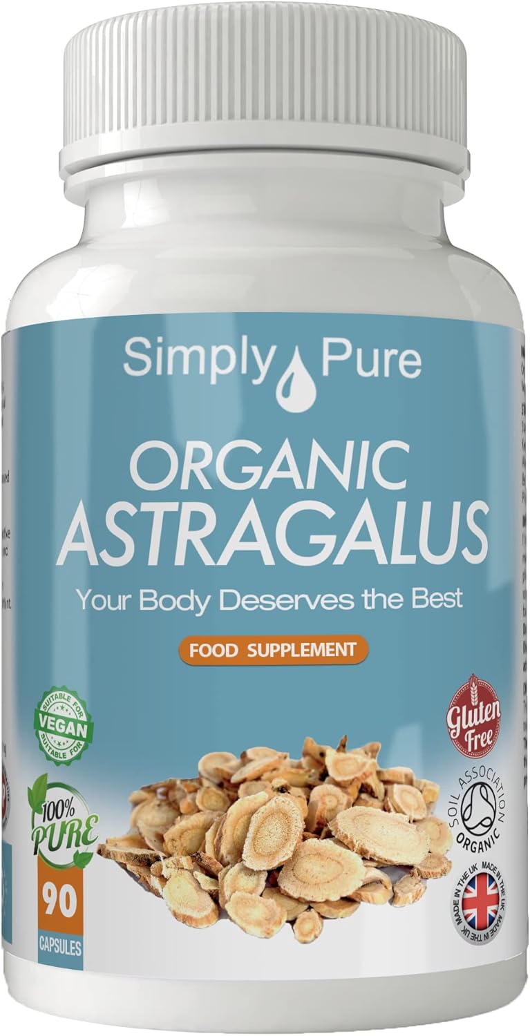 Organic Astragalus | Immunity Boost & Healthy Ageing | 500mg Capsules x 90 |100% Pure Soil Association Certified | Gluten Free | GM Free | Vegan