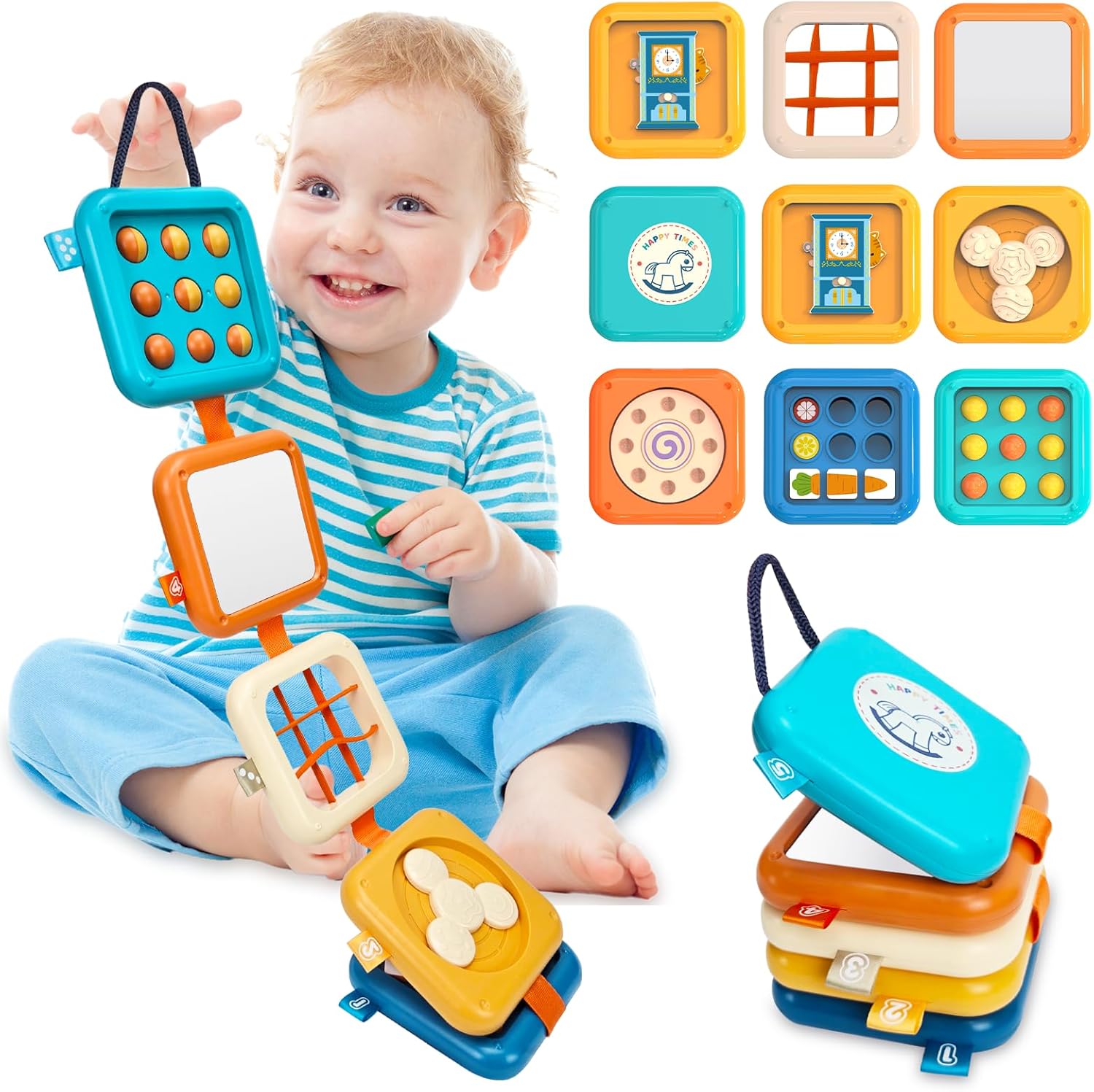 weirtoya Baby Busy Board for 1 Year Old, Toddler Travel Toys for Toddler 1-3 Montessori Toys for 1 Year Old Travel Activities Busy Cube Gifts for Baby Boy Girl My First Montessori Busy Board