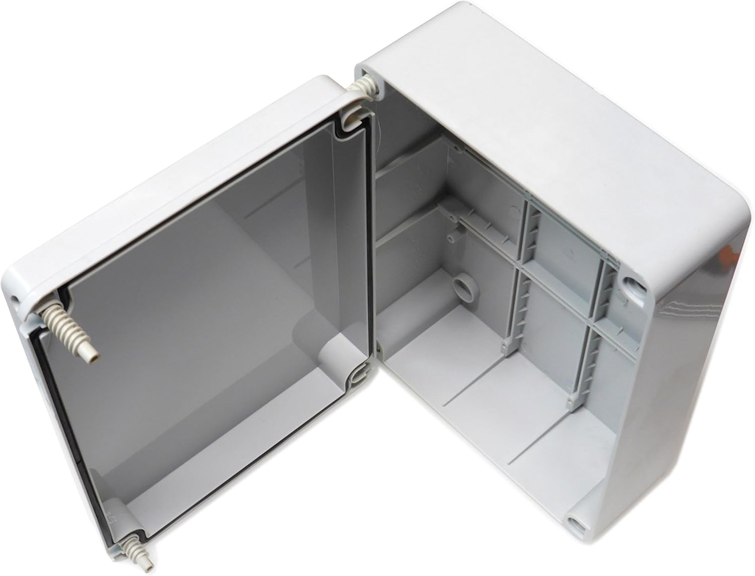 PVC Junction Box with Hinged Lid 240 x 190 x 90 mm Waterproof Universal Fit Protection Rating IP56 Electrical Cable Connection Outdoor Use