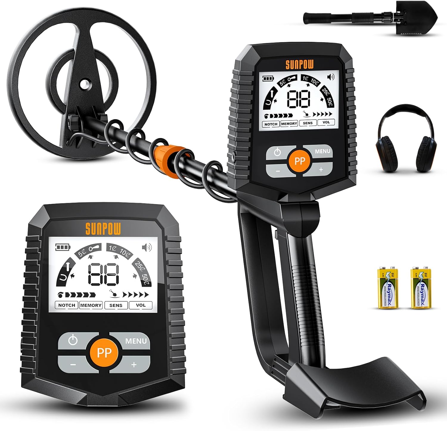 SUNPOW Metal Detector for Adults & Kids – Easy to Use & Assemble, Lightweight & Fun for Family Activities – Waterproof 8" Coil, 4 Modes, Bigger LCD – Great Value Metal Detector Kit, MD13