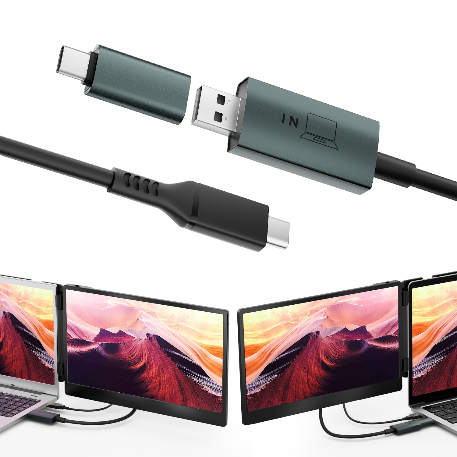 Teamgee USB Data to Video Conversion Hub, HD Video Transfer Cable for Laptops with One Or No HDMI Port, Supports M1/M2/M3 MacBook Air/Pro and Windows-based Devices, Driver Installation Required