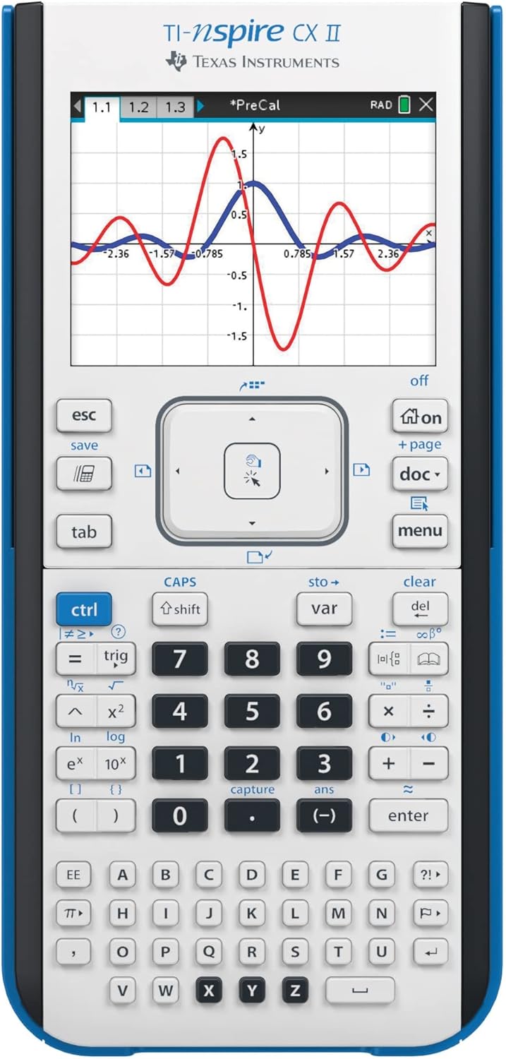 Texas Instruments TI-Nspire CX II Color Graphing Calculator with Student Software (PC/Mac) White 3.54 x 7.48
