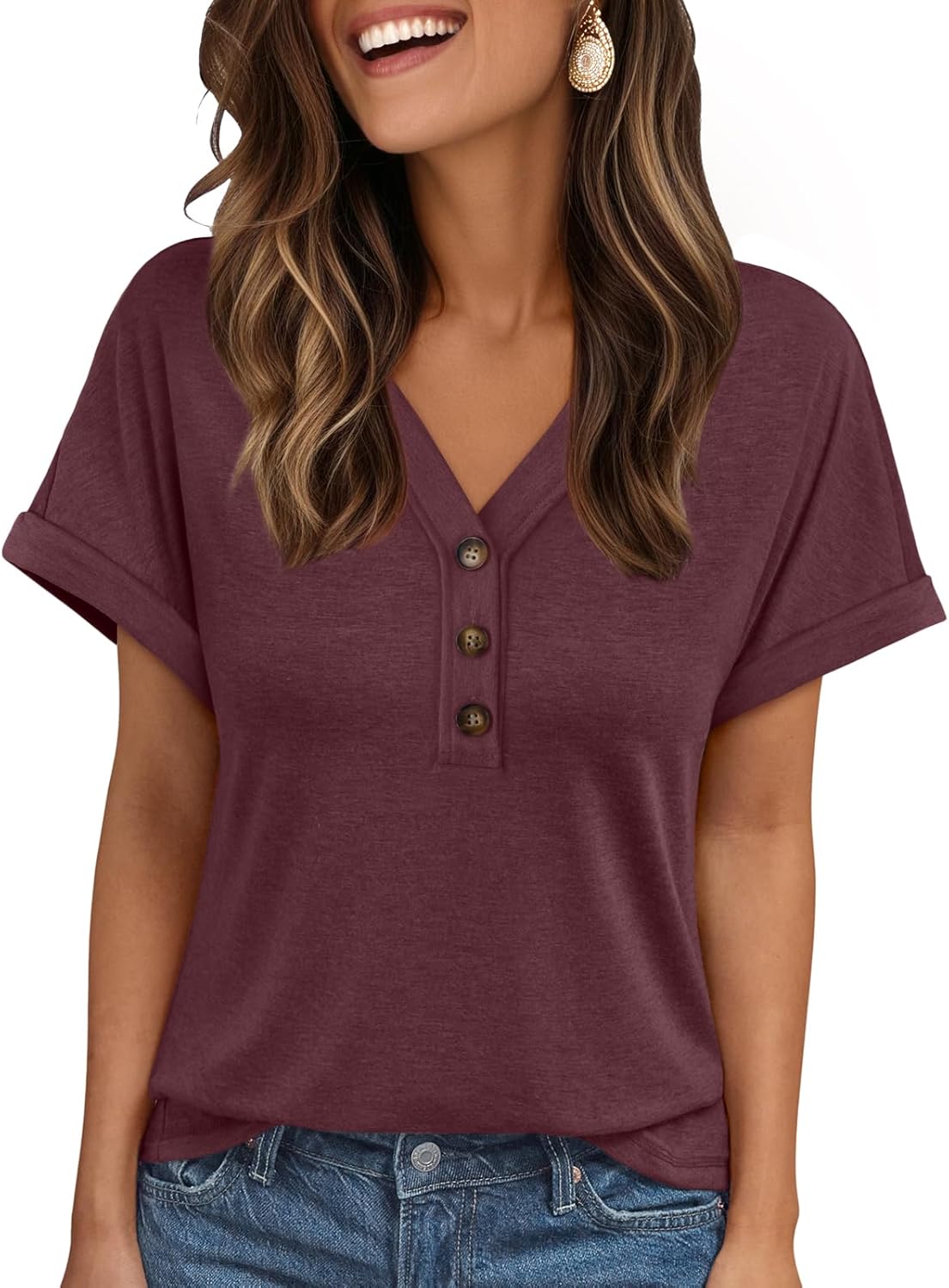 AUTOMET Short Sleeve V Neck T Shirts Womens Cap Sleeve Summer Casual Dressy Tops