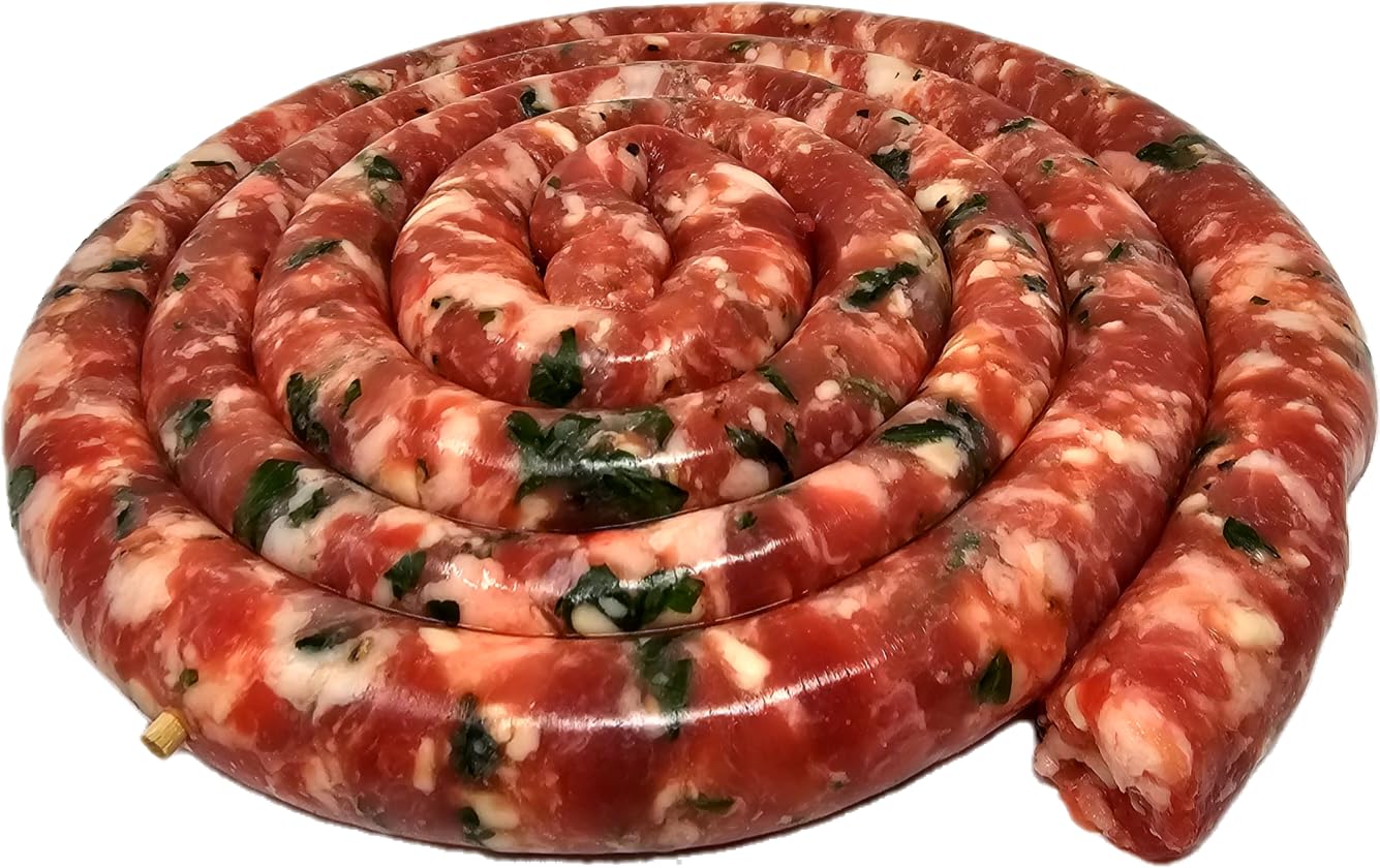 Thin Sausage Ring - Frank and Sal Italian Market Made Fresh Daily – 8 Pounds - Nitrate Free No Additives. (Cheese and Parsley)