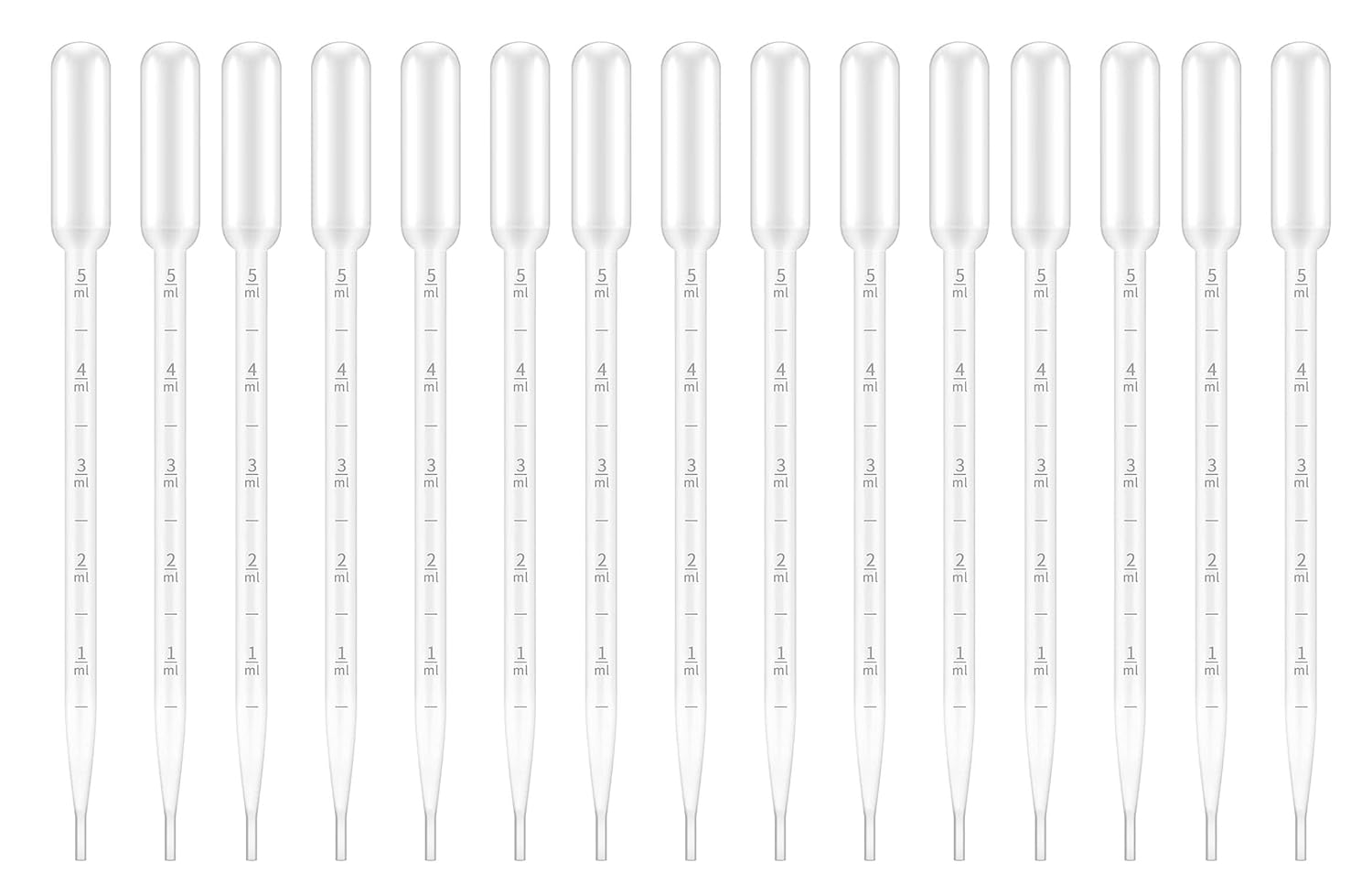 15 Pcs Pipette Dropper Plastic,5ML Pipette Dropper,Graduated Transparent Plastic Transfer Pippets Dropper, Measuring Plastic Pipettes (5ml-15Pcs)