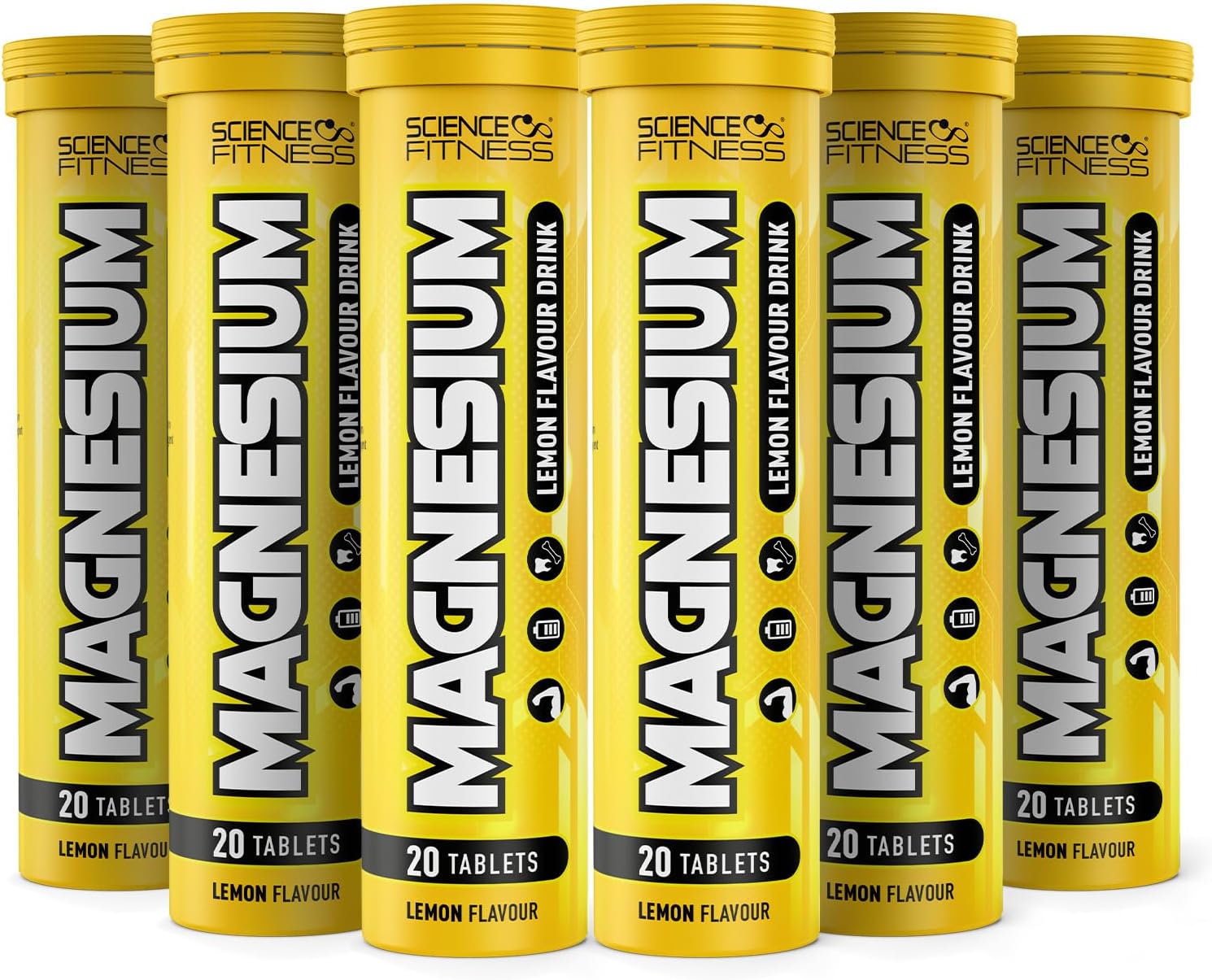 Magnesium Lemon Flavour Effervescent Tablets -120 Magnesium Tablets for Normal Muscle Functions, Suitable for Vegans and Vegetarians, Magnesium 375 mg per Serving