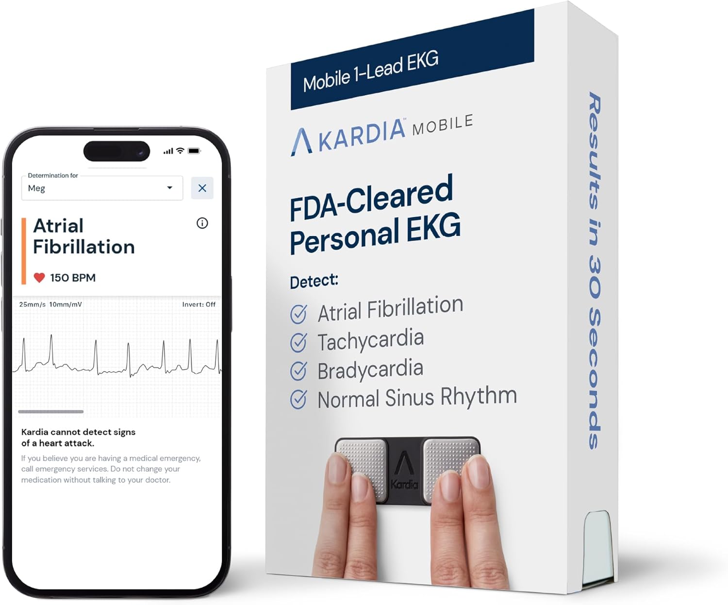 KardiaMobile 1-Lead EKG Monitor, Medical-Grade FDA-Cleared Personal Heart Monitor, Detects Normal, AFib & Arrhythmias, Unlimited Recordings, 30 Second Results, Works with most Smartphones, Pocket-size