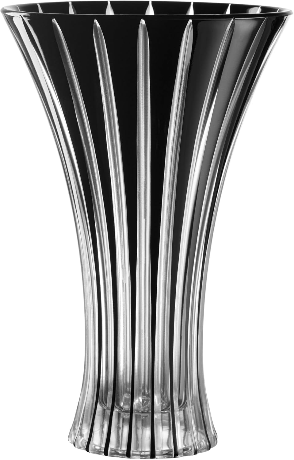 Glass Vase - Black Colored - Round Opening Glass Vase - for Flowers - Roses - Designed - 11.6" H - by Barski - Made in Europe