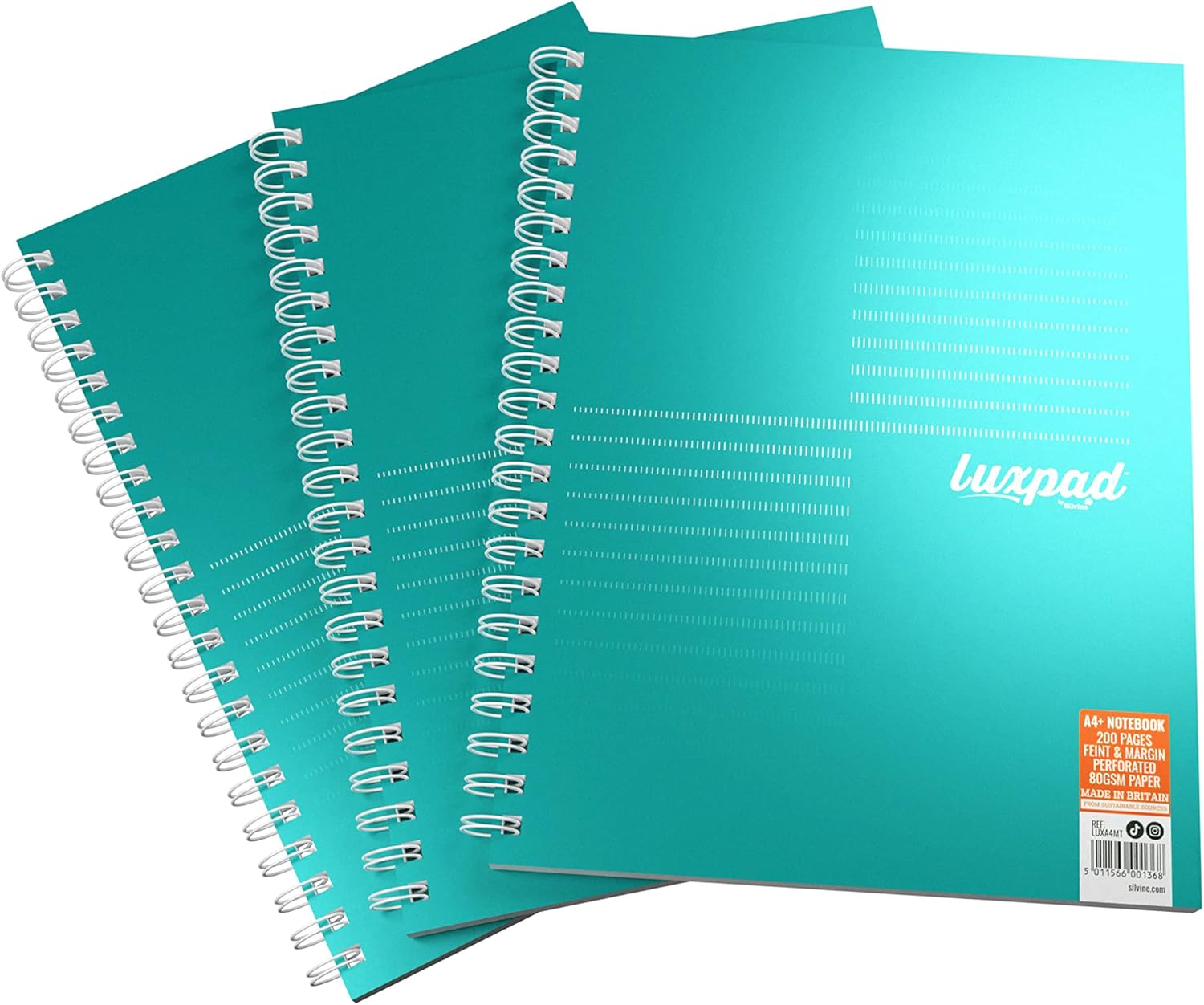 Silvine Luxpad Metallic A4 FSC Wirebound Notebook - Lined (200 Pages) Pack of 3