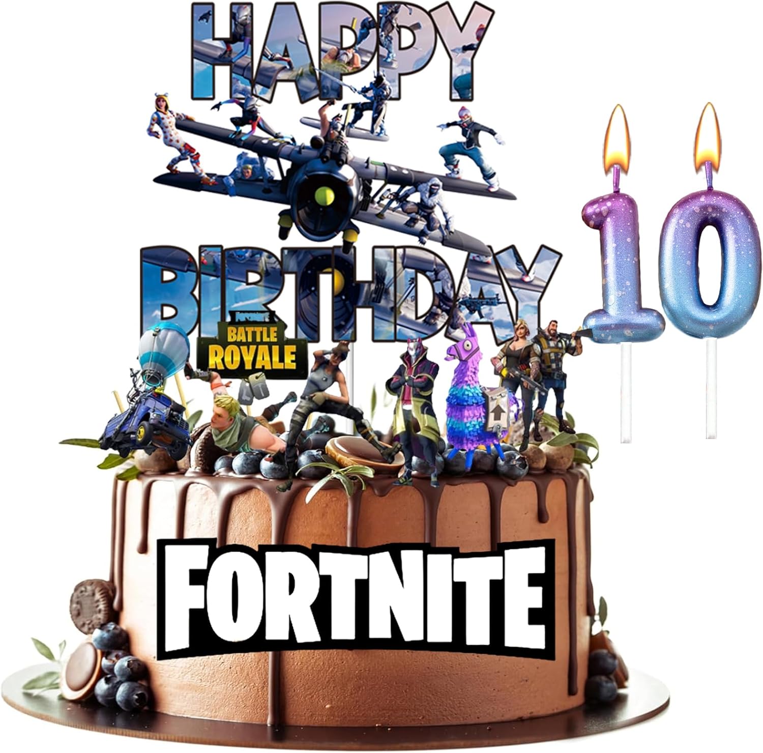 10th Video Game Happy Birthday Cake Topper, Paper Badge Party Supplies Decoration Supplies for Kids Adults Girls Boys (10 Year) (10th)