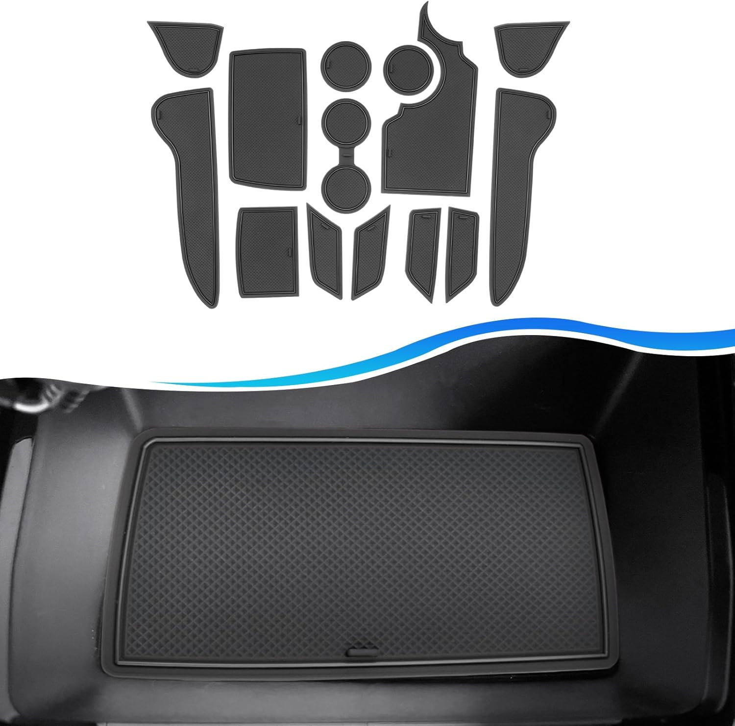 SXCY for 2022-2024 2025 Kia Niro EV Accessories Cup Holder Inserts Liner 2024 2025 Niro EV Door Slot Mats Niro EV Accessories 2023 2024 2025 Niro EV Center Console Liners Anti-dust Mat (Niro EV black)