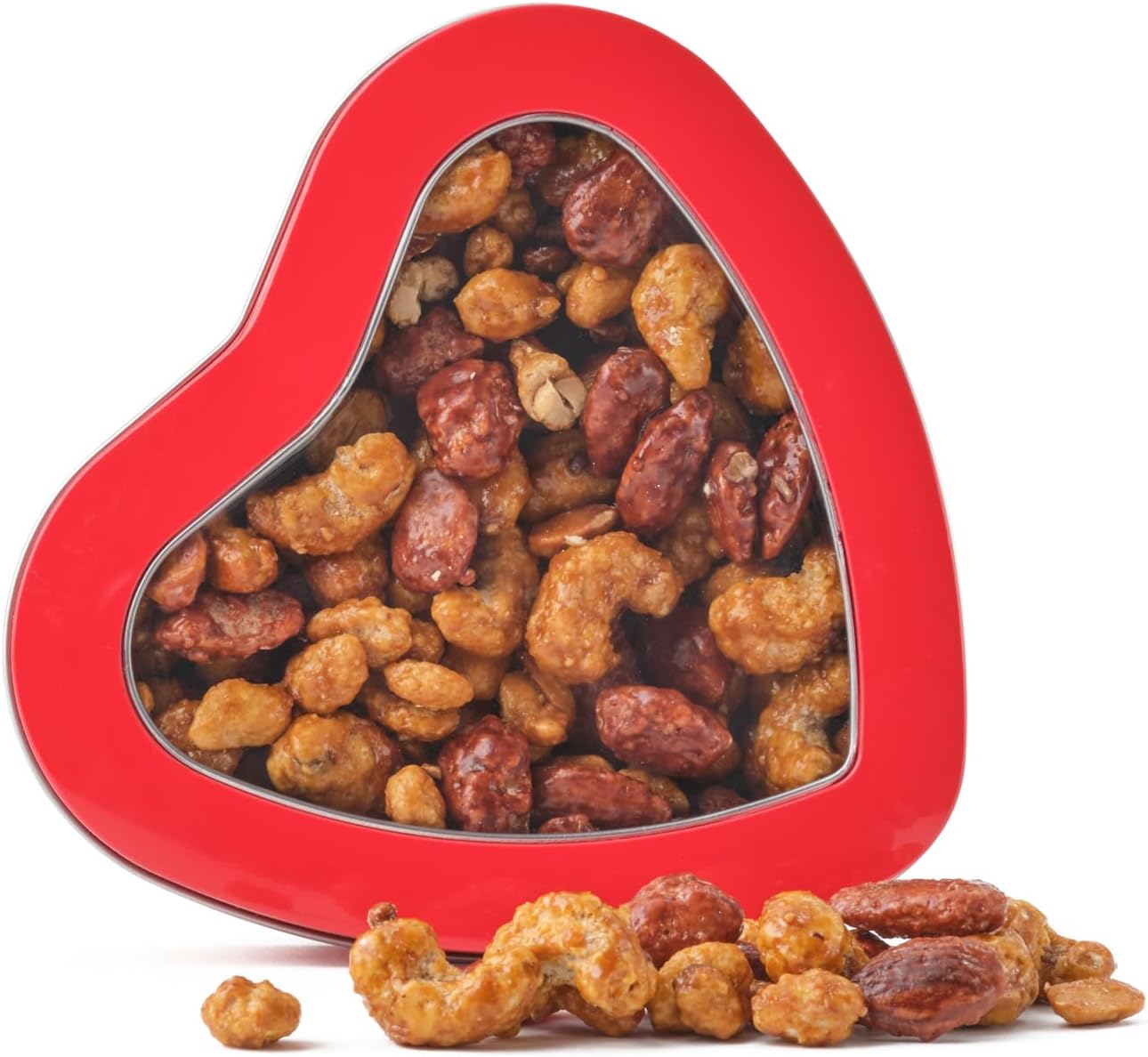 Walnut Tree Heart-Shaped Tin – Gourmet Caramelised Nuts Gift, Sweet Assorted Nuts – Hand Packed – Great Taste Award Winner – Luxury Gift Selection, Birthday, Anniversary, 220g