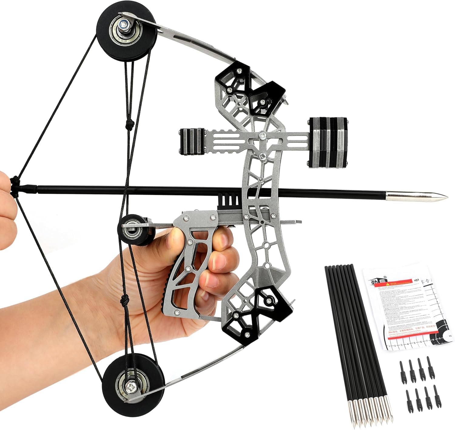 Poearcus Adult Pocket Bow Mini Compound Bow and Arrows Set Small Hunting Bow with Arrow Suit for Shooting Target Practice