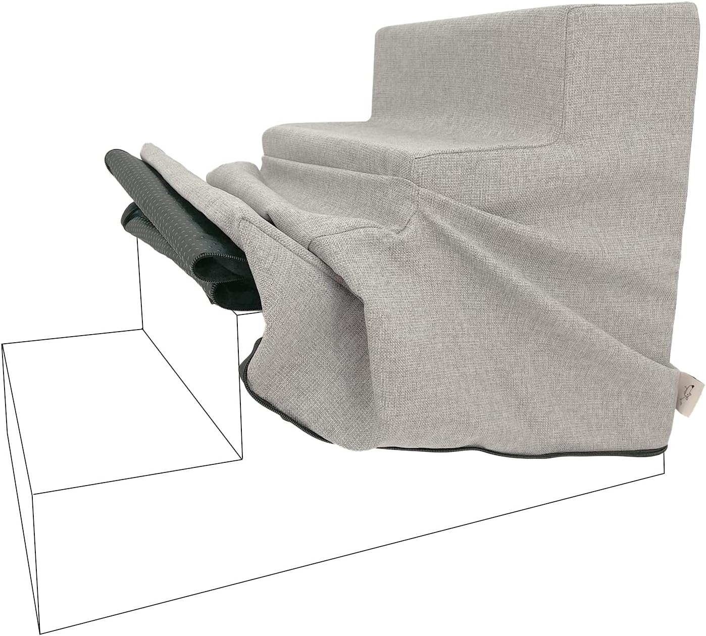 Best Pet Supplies Foam Pet Steps Cover for Small Dogs and Cats, Portable Ramp Stairs for Couch, Sofa, and High Bed Climbing (Cover Only) - Sand, 4-Step (H: 18") (Cover Only)