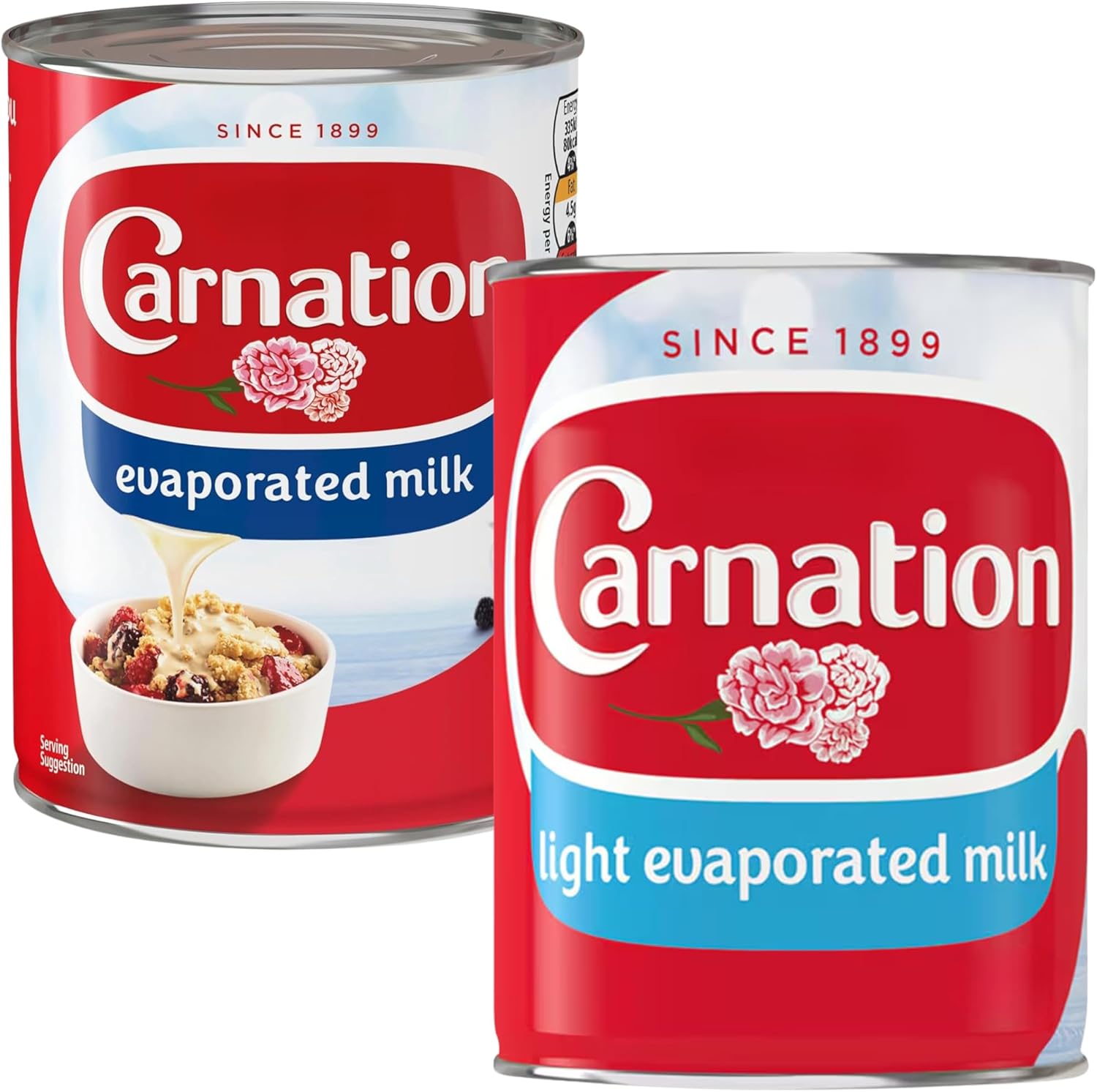 Carnation Milk Bundle with Carnation Evaporated Milk 410g and Carnation Light Evaporated Milk 410g (2 Pack)