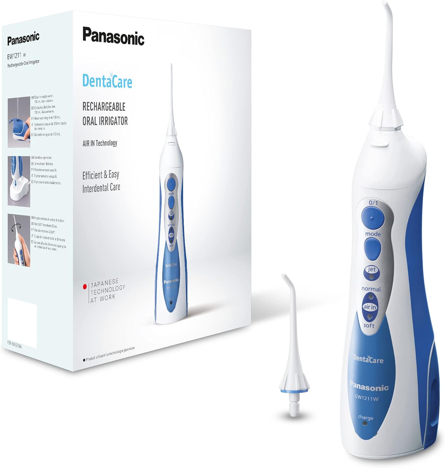Panasonic EW1211 Rechargeable Dental Oral Irrigator with 2 Water Jet Modes