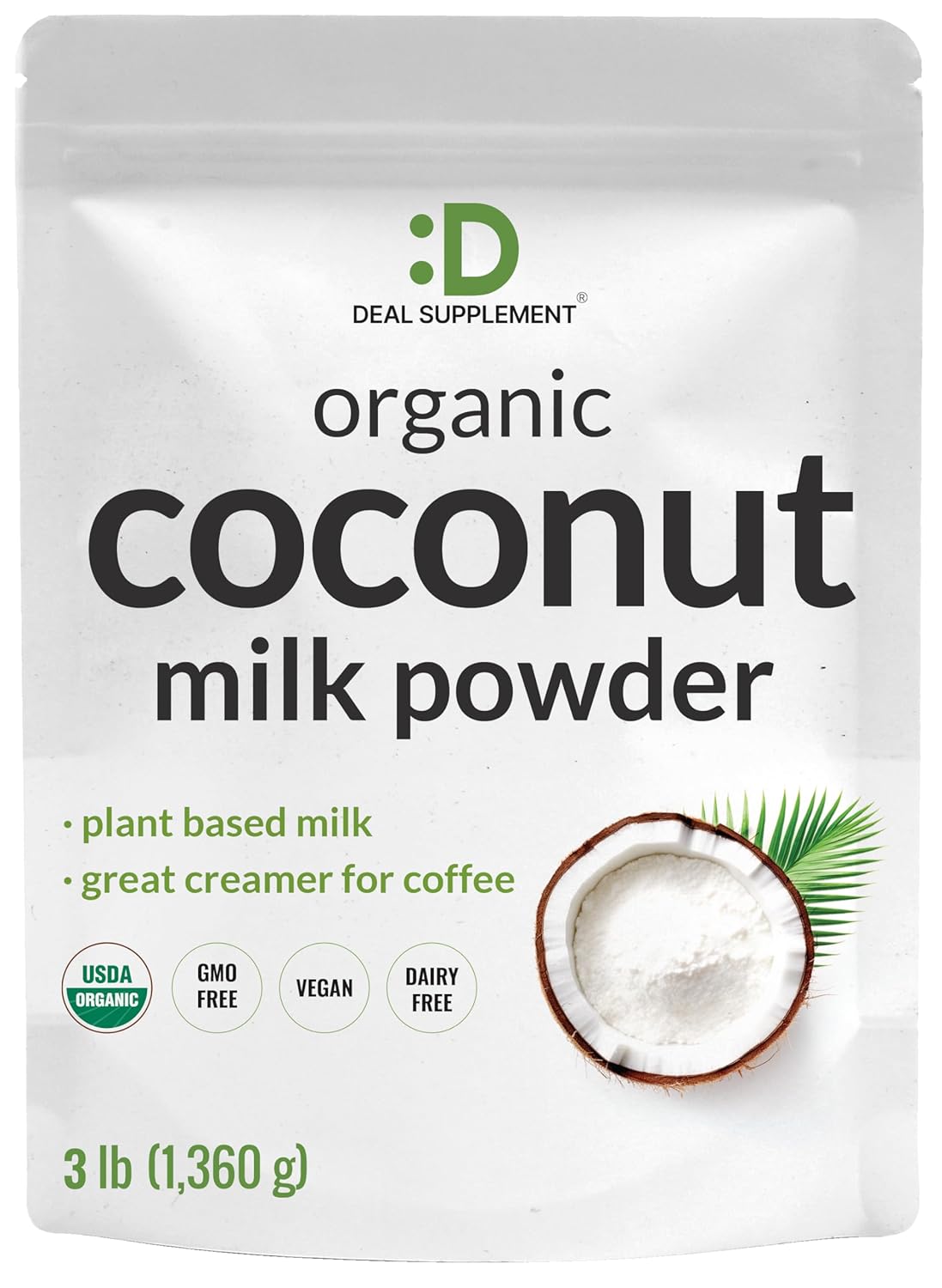 Unsweetened Organic Coconut Milk Powder, 3lbs – Dairy Free Creamer Alternative – Sugar Free Raw Flavor – Rich Source of MCT Oil – Great for Coffee or Tea – Non-GMO, Plant Based, Keto