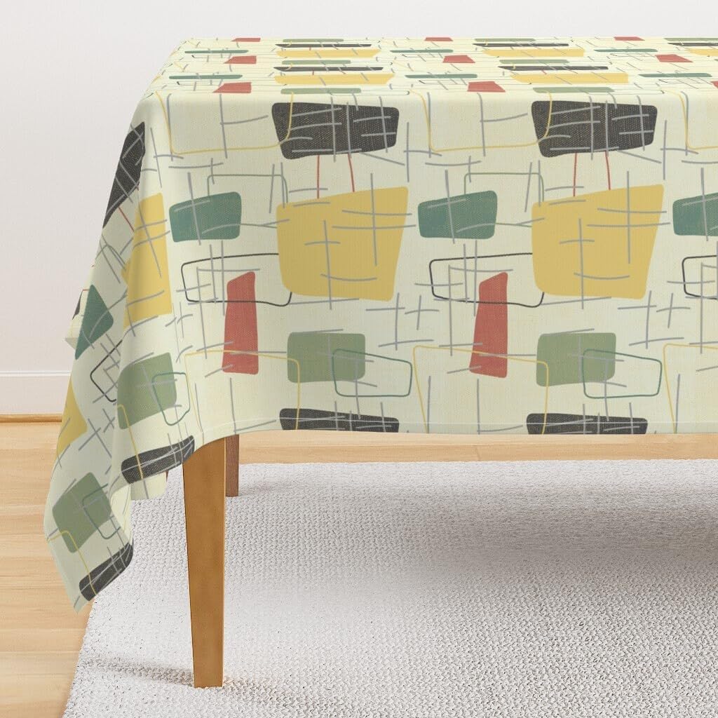 Nufar 54" X 72" 1950s Style Tablecloth - Fifties - Mid Century Modern Retro Inspired Atomic Era Tablecloth