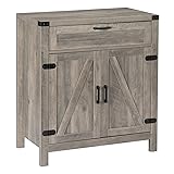 VINGLI 47.2" Buffet Cabinet with Storage, Sideboard and Buffet with Storage, Kitchen Buffet Storage Cabinet, Farmhouse Sideboard Cabinet, 2 Drawers, 2 Cabinets, Adjustable Shelves, Wine Rack, Gray Oak
