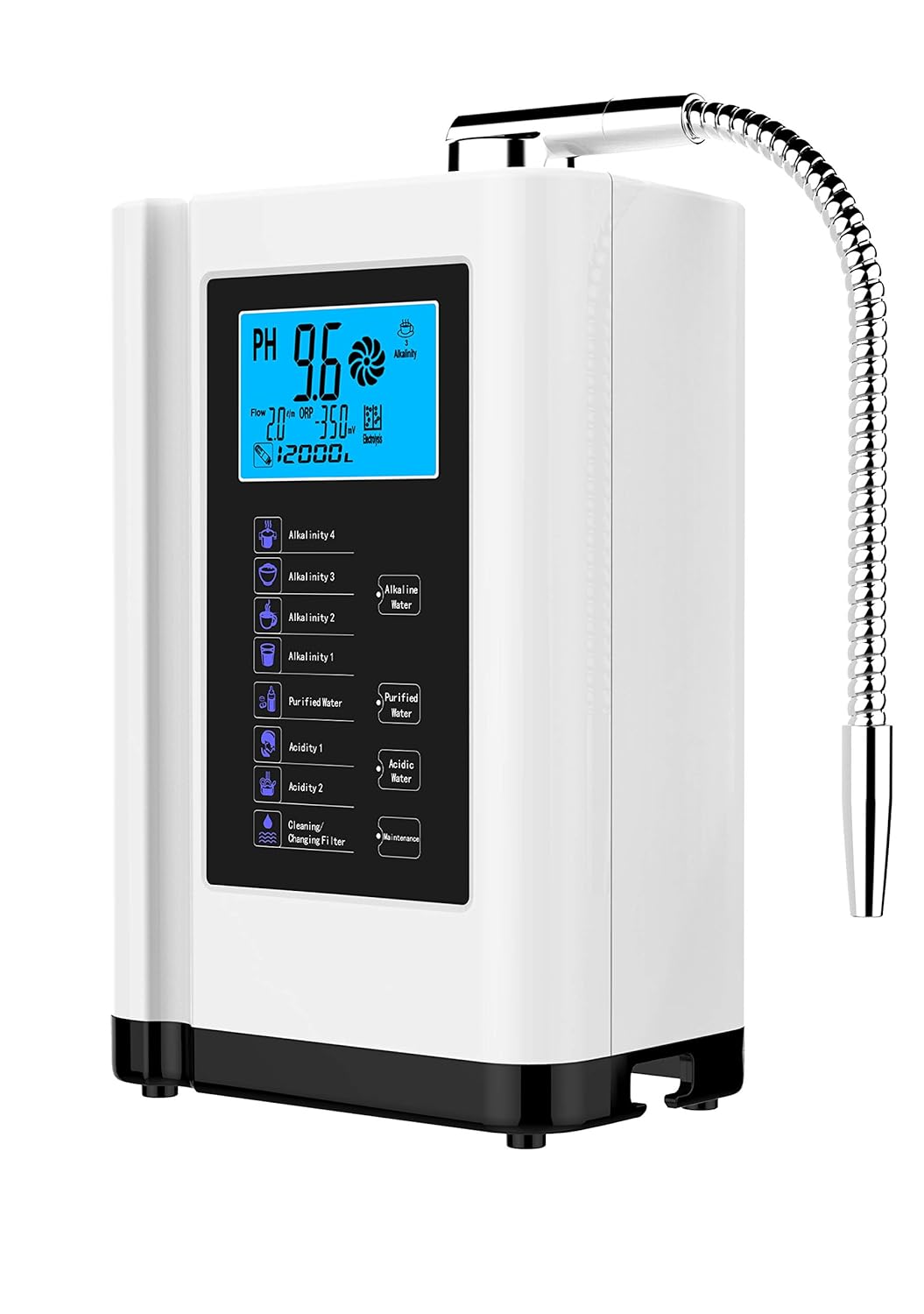 Water Ionizer, Water Purifier Machine PH 3.5-10.5 Alkaline Acid Water Machine,Up to -500mV ORP, 8000 Liters Per Filter,7 Water Settings,Auto-Cleaning,Intelligent Voice
