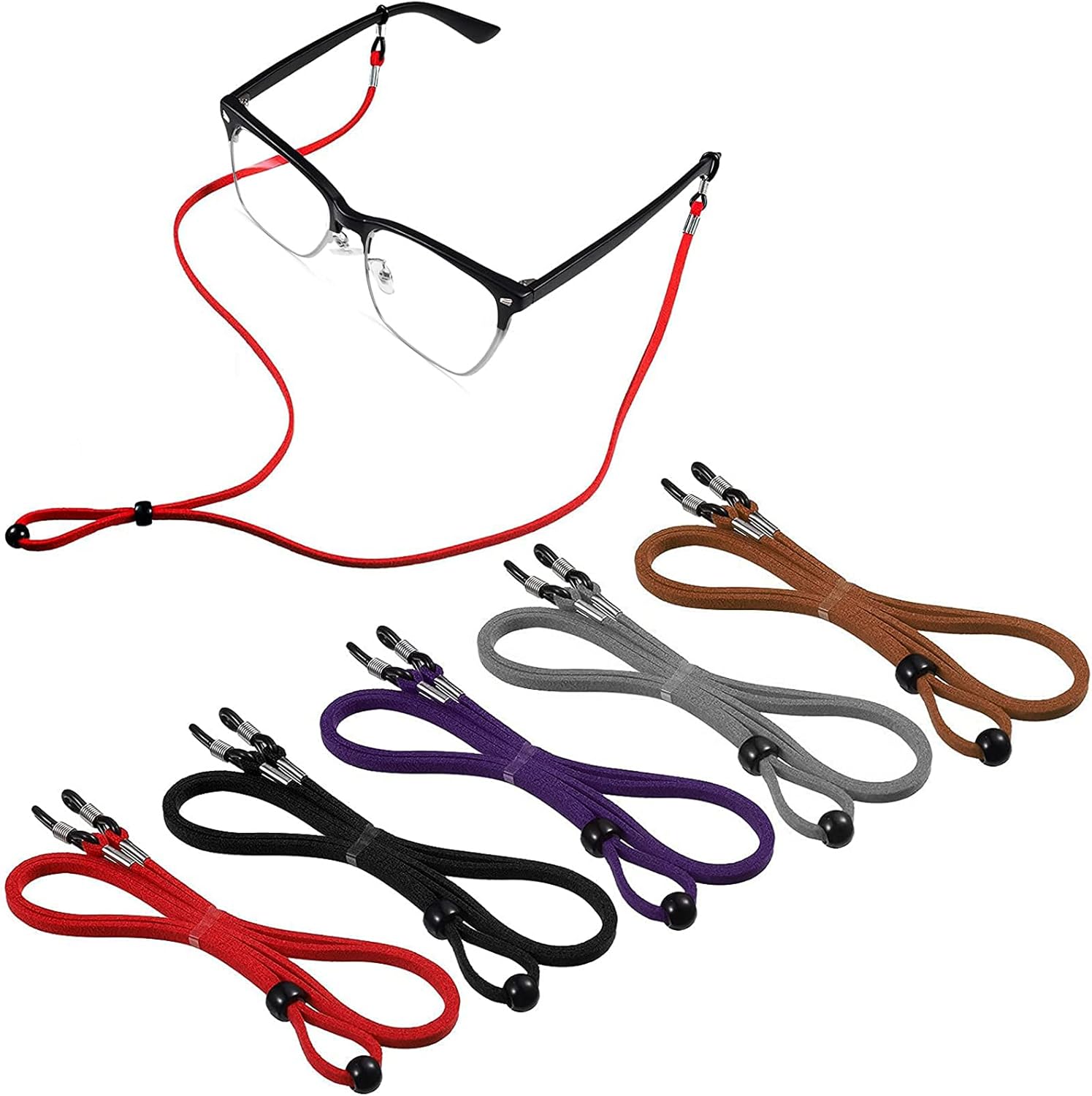 5 pcs Eyeglass Strap Chains Cord Adjustable,Sports PU Leather Glasses Strap， Glasses Strap Spectacles Cord Sport Sunglass String Lanyards Eyewear Retainer for Outdoor Activities Reading Glasses