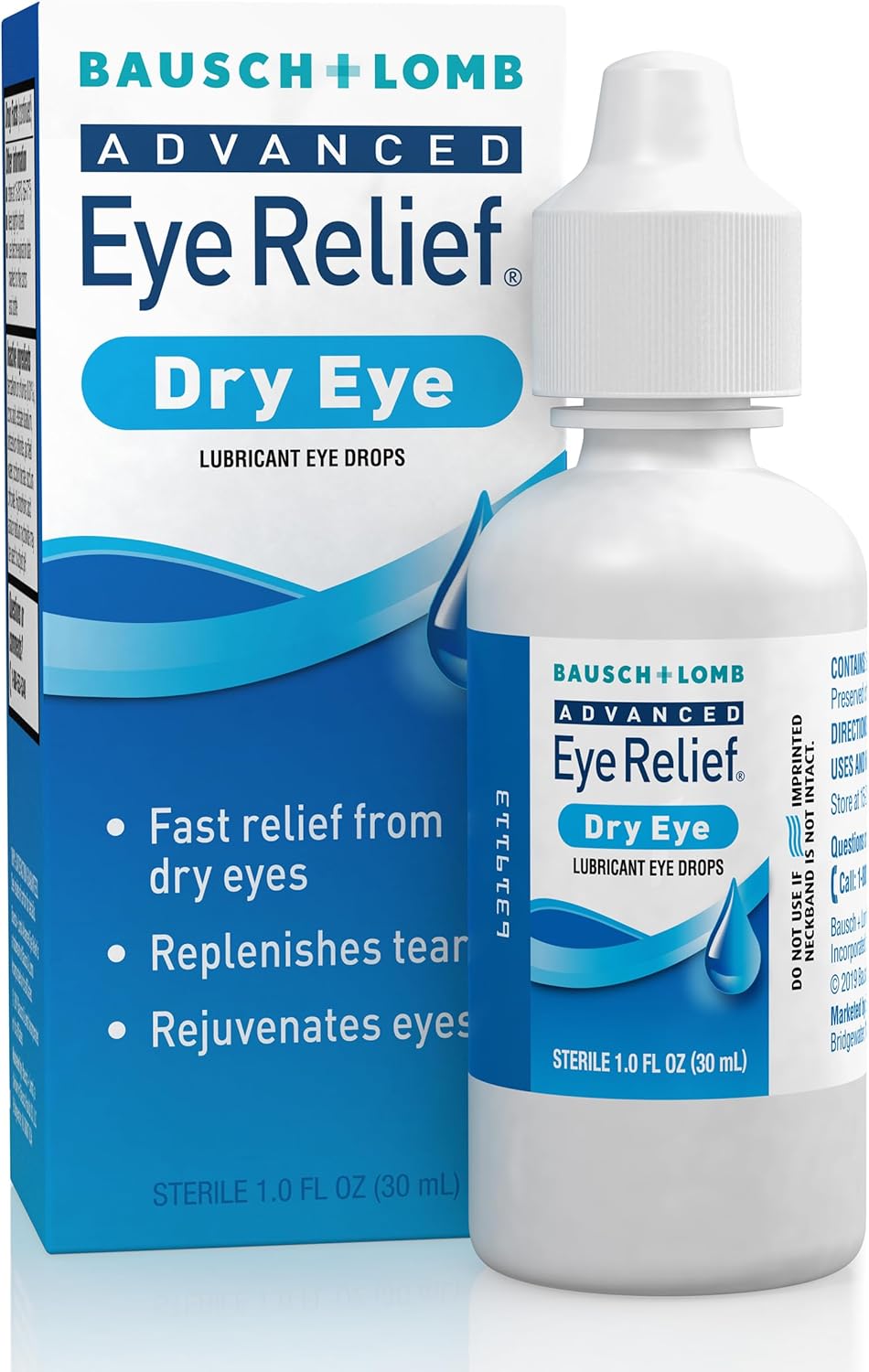 Bausch + Lomb Eye Drops for Dry Eyes, Advanced Eye Relief Lubricant Eye Drops, 1 Fl Oz, Moisturizing & Comforting Fast Acting Eye Drop, Gentle Tear Replenishing Formula