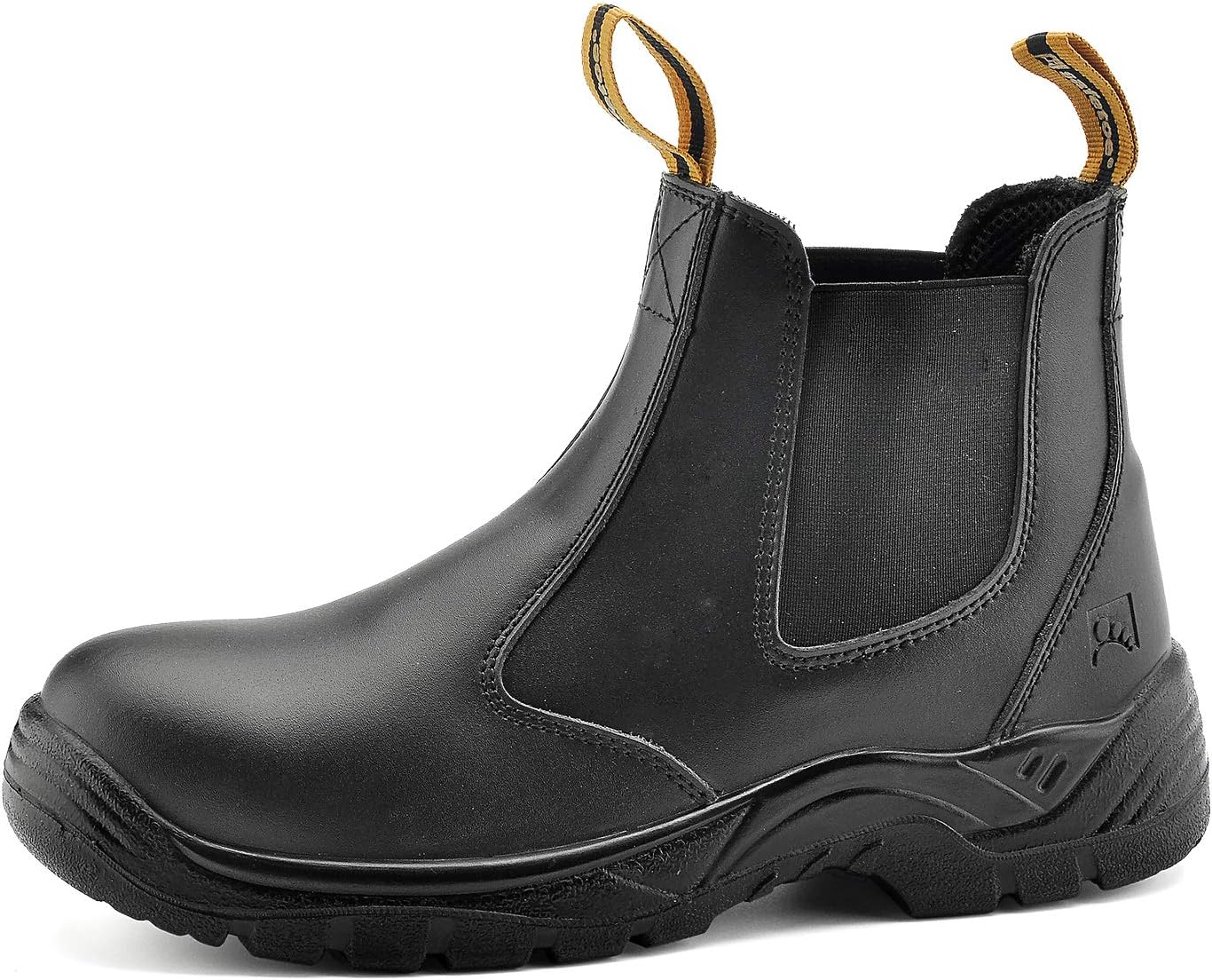 SAFETOE Water Resistant Safety Work Boots [CE Certified] - 8025 Free Sock S3 Site Safety Shoes with Lightweight Wide Fit Steel Toe Cap, Black Waterproof Slip On Dealer Work Boots for Men & Women Size