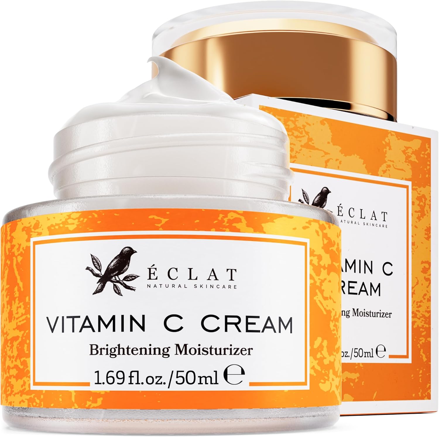 Eclat Skincare Vitamin C Moisturizer for Face with Hyaluronic Acid & Squalane - Face Brightening Cream - Anti Aging, Firming & Hydrating Vitamin C Cream for All Skin Tone 50 ml