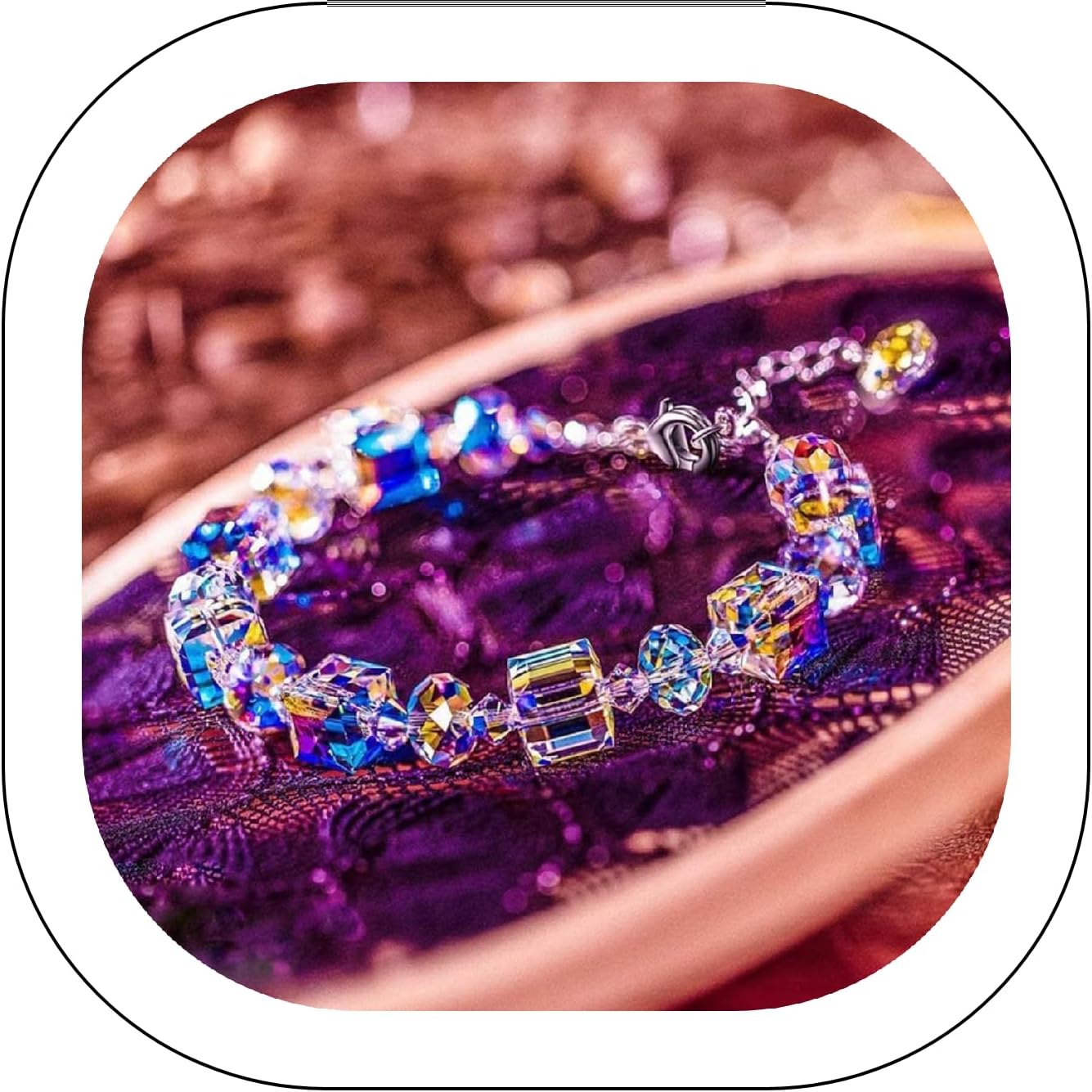 Jmwedia Northern Lights Crystals Bracelets for Women, Transparent Elastic Crystal Glass Bracelet Elegance, Jewelry Amulet Attract Luck, Christmas Birthday Gift for Women